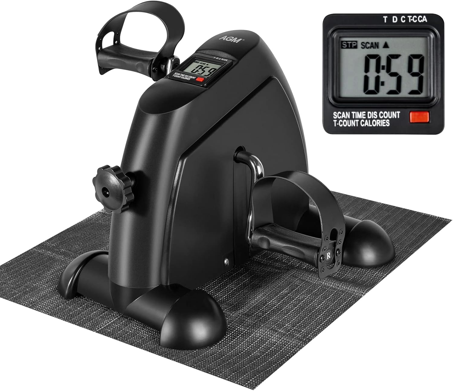 AGM Mini Exercise Bike Pedal (Under-Desk) with LCD Display for Legs and Arms