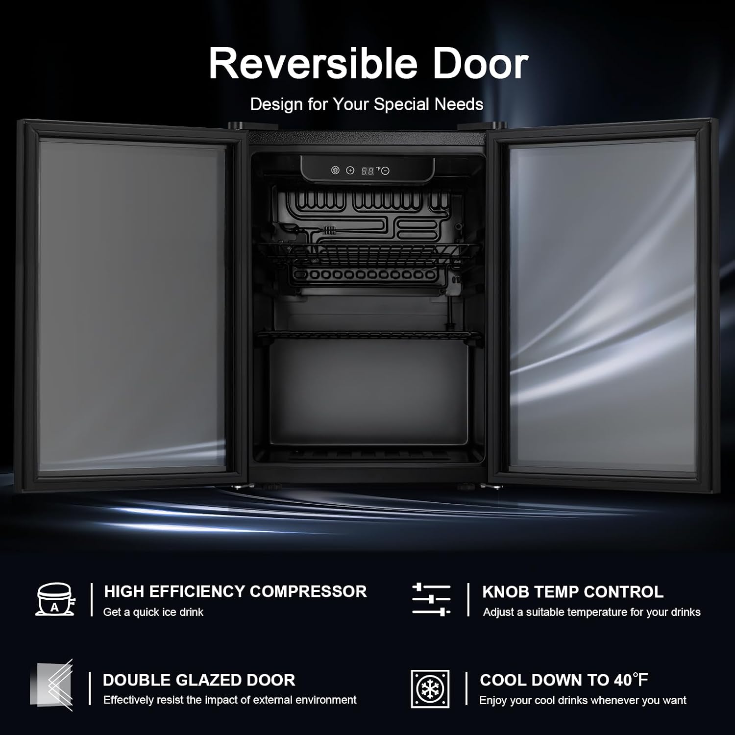 Detalle 1 de Antarctic Star JC-48UEL-F Beverage Refrigerator, 1.7 Cu. Ft., Digital Control