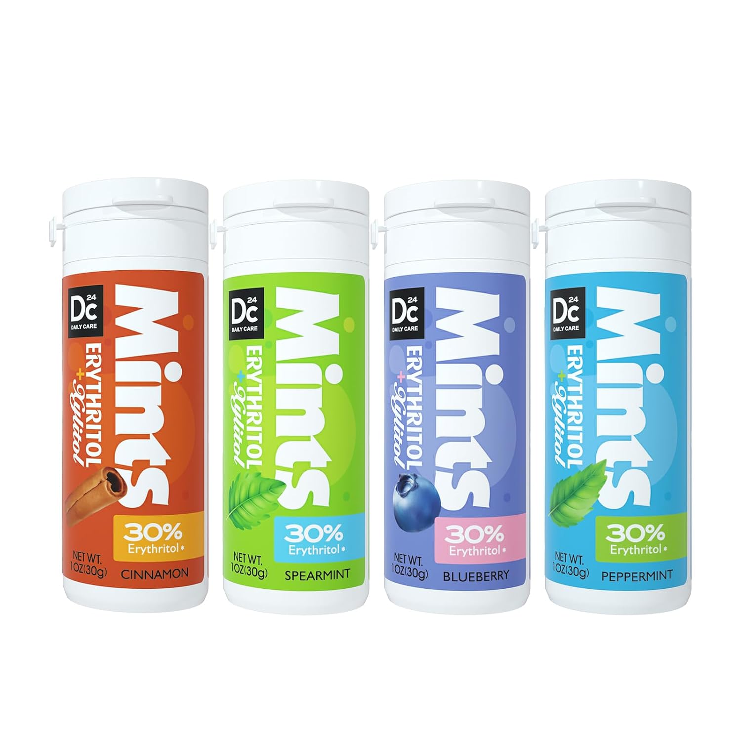 Detalle de DC24 DAILY CARE Xylitol Mints, Sugar-Free with Erythritol, 4-Tube Pack
