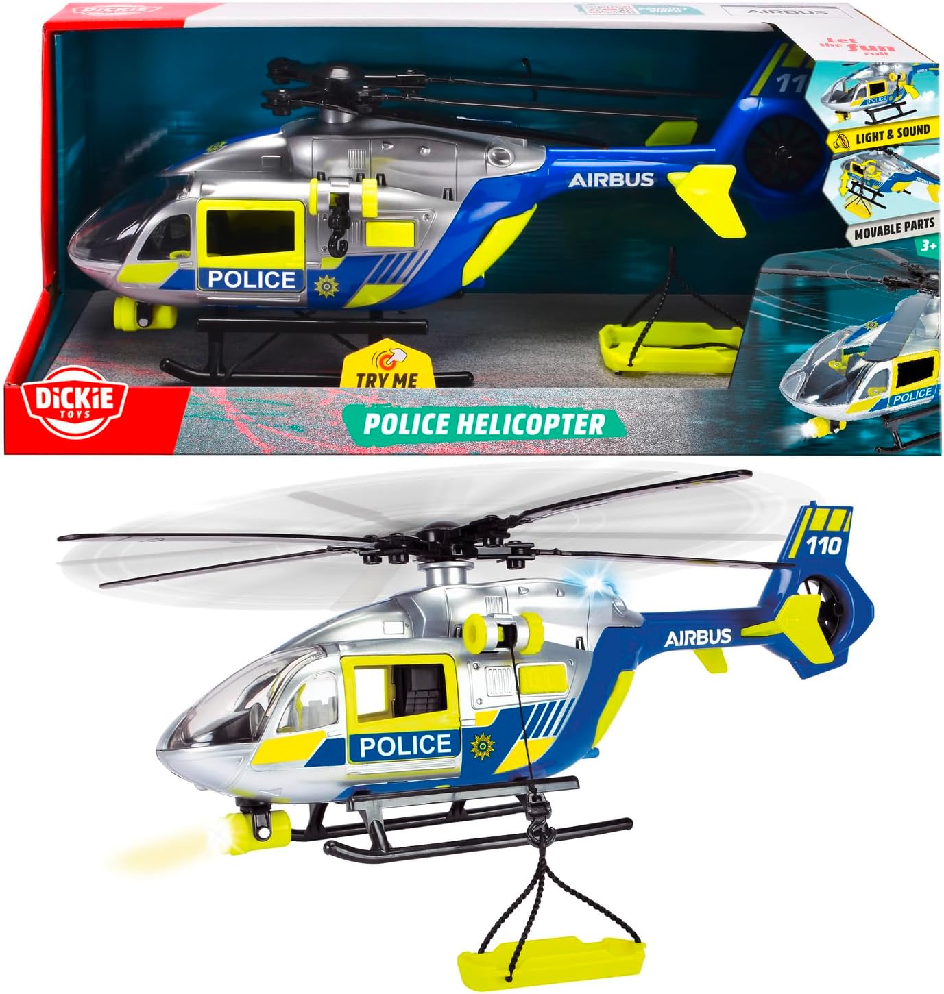 Detalle de Dickie Toys 203716028038 politiehelikopter van 36 cm met lier en brancard
