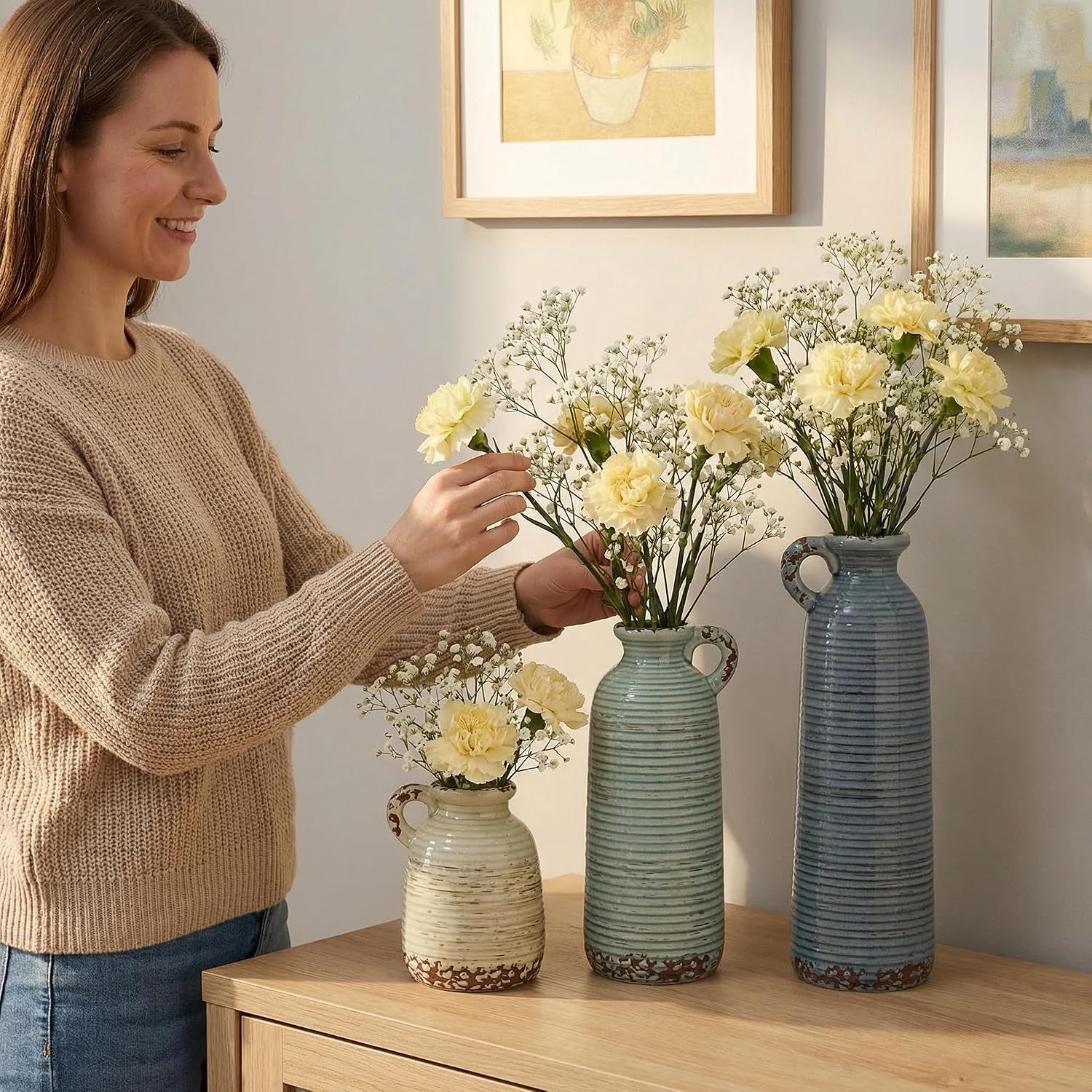 Detalle 2 de LIFESTYLO Ceramic Vase Set of 3
