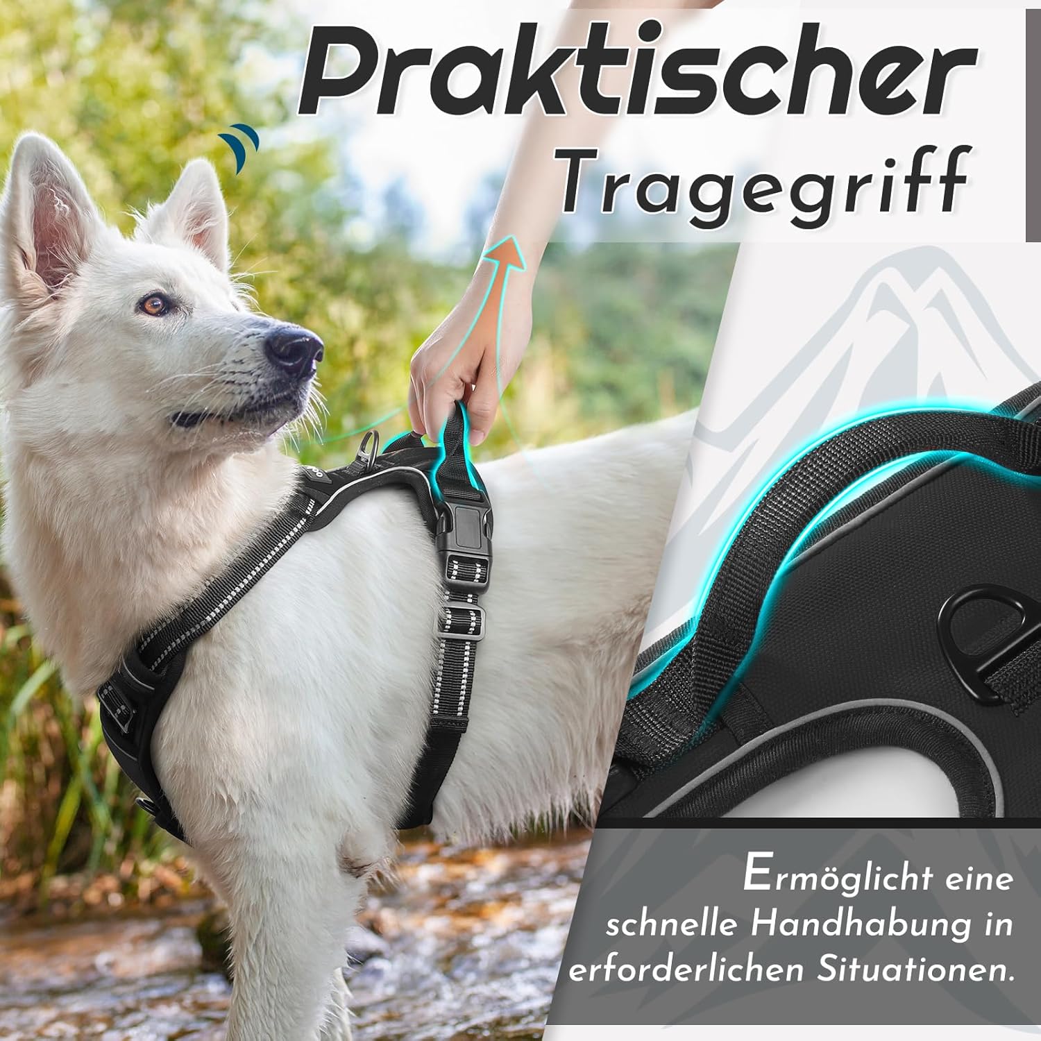 Detalle de Eagloo Hundegeschirr XL – Anti-Zug, reflektierend, verstellbar für große Hunde (Brustumfang 48–99 cm)