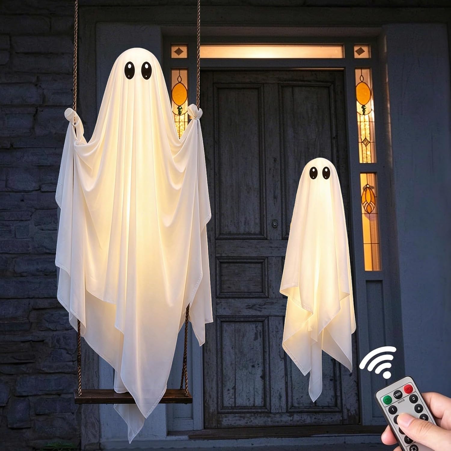Detalle de Fopxuni Fopxuni-HAL-LSWG-001 5FT Swinging Ghost Decor with Warm White Lights
