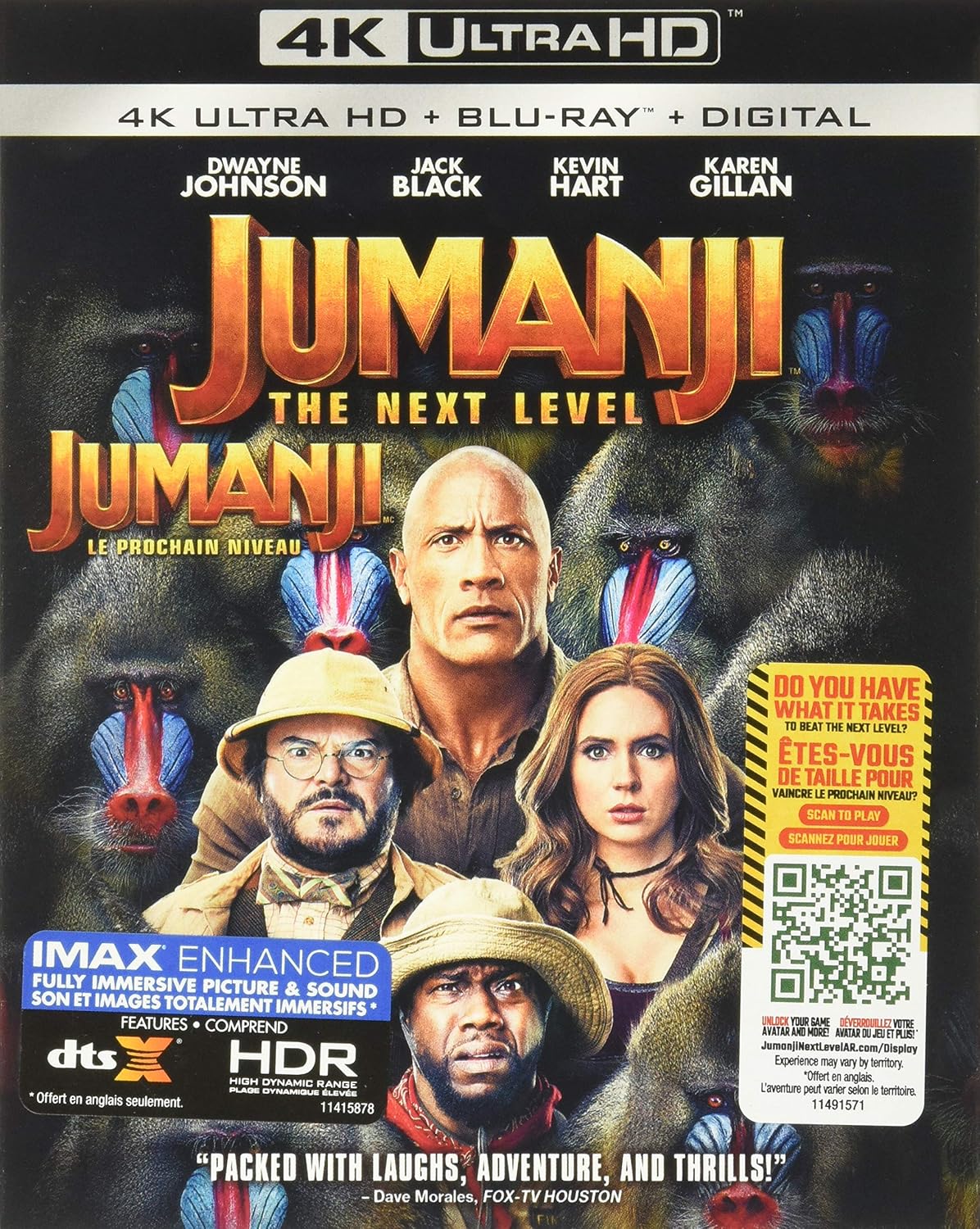 Detalle de Jumanji: The Next Level 4K UHD/Blu-ray Combo, Bilingual Adventure Comedy