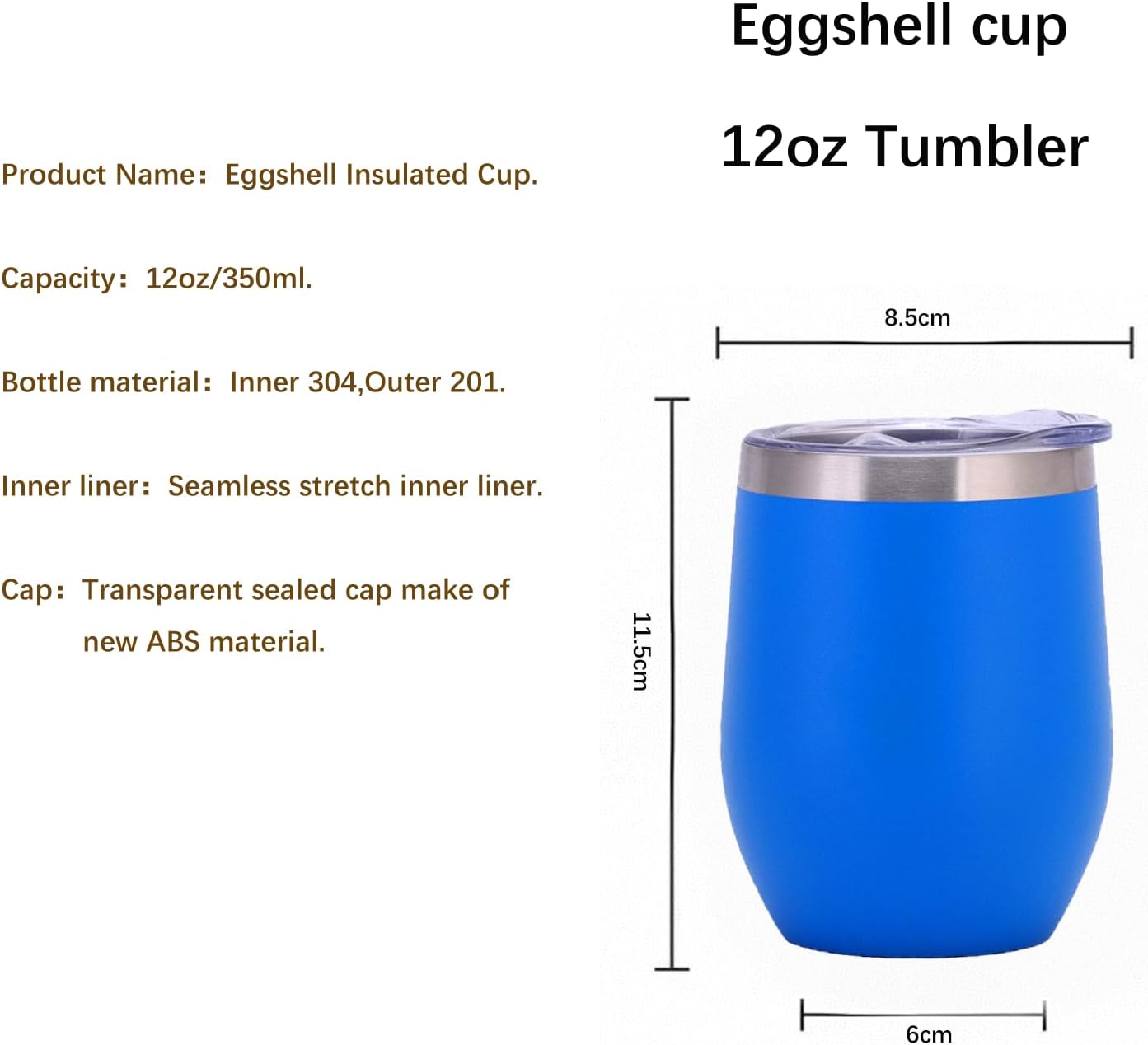 Detalle de ZHIFENGYUAN Insulated Tumbler with Straw & Lid – 12oz (350ml) Stainless Steel Thermal Cup, Royal Blue