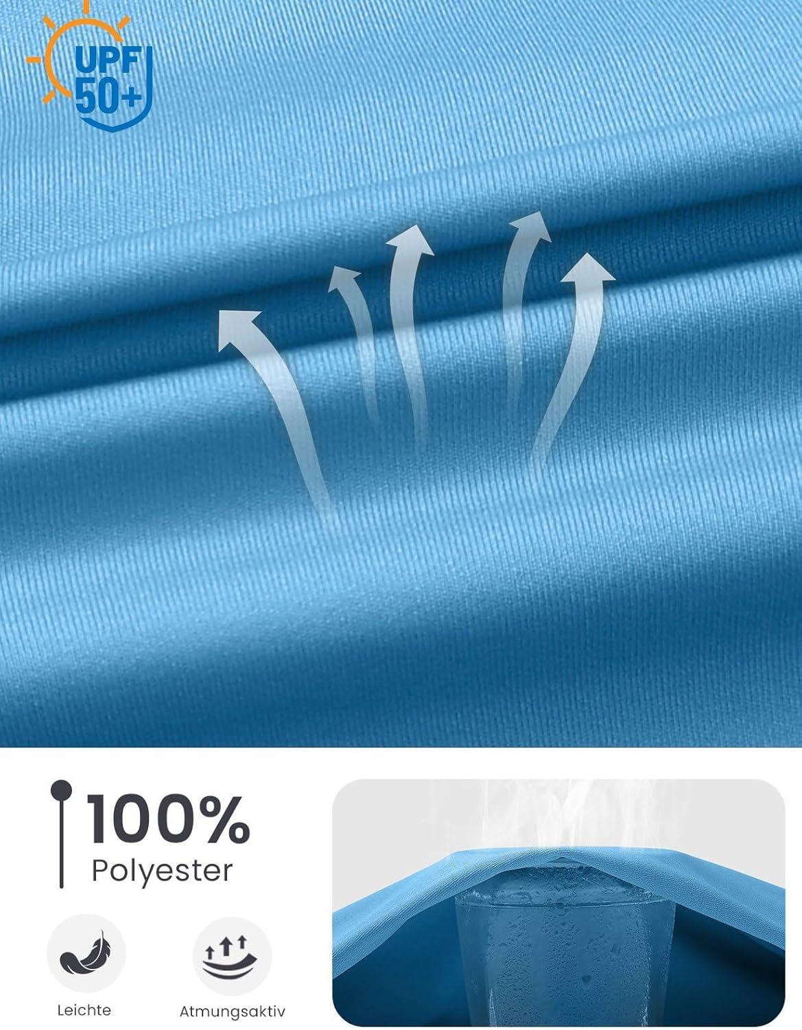 Detalle 2 de Rdruko Sport-T-Shirts Herren: Funktionsshirt mit UV-Schutz und atmungsaktivem Komfort