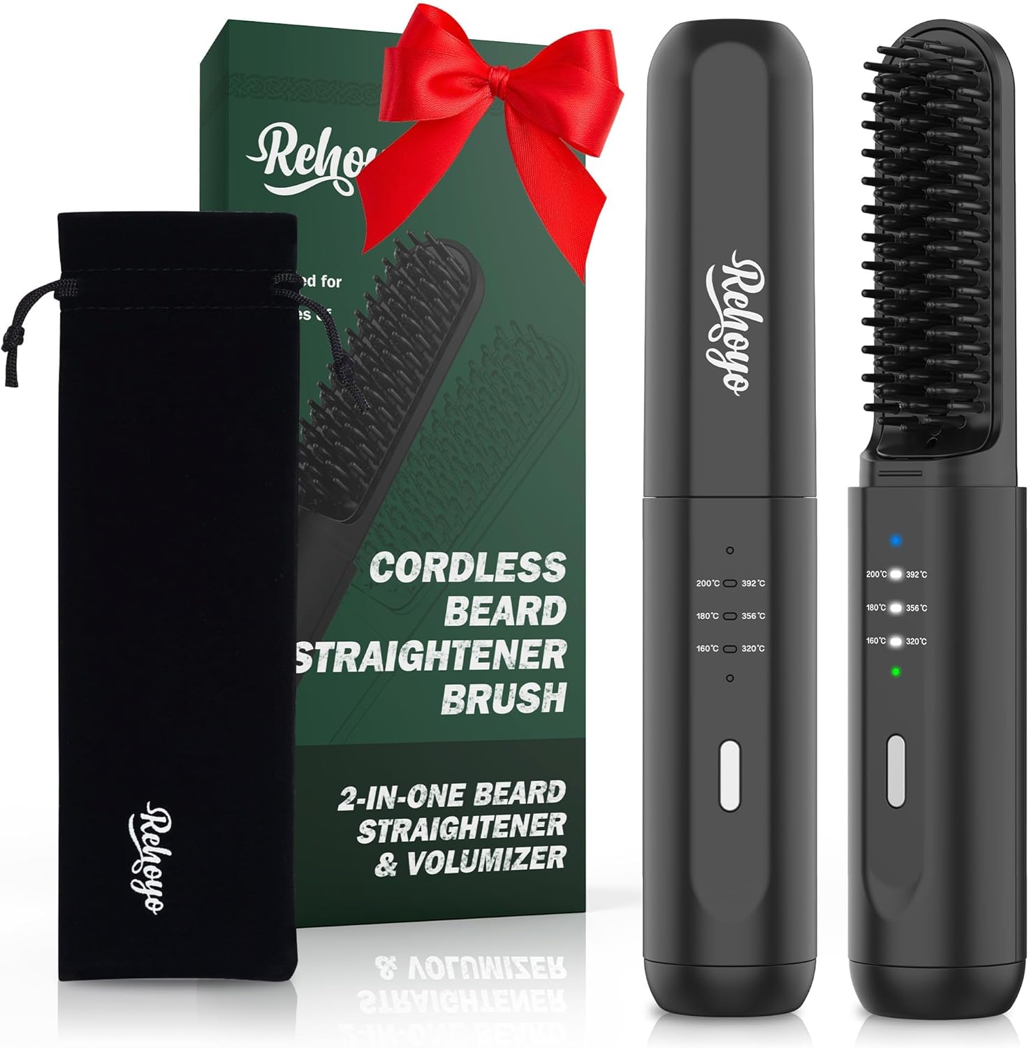 Detalle de REHOYO KR017 Cordless Beard Straightener Brush, USB-C, 3 Heat Settings