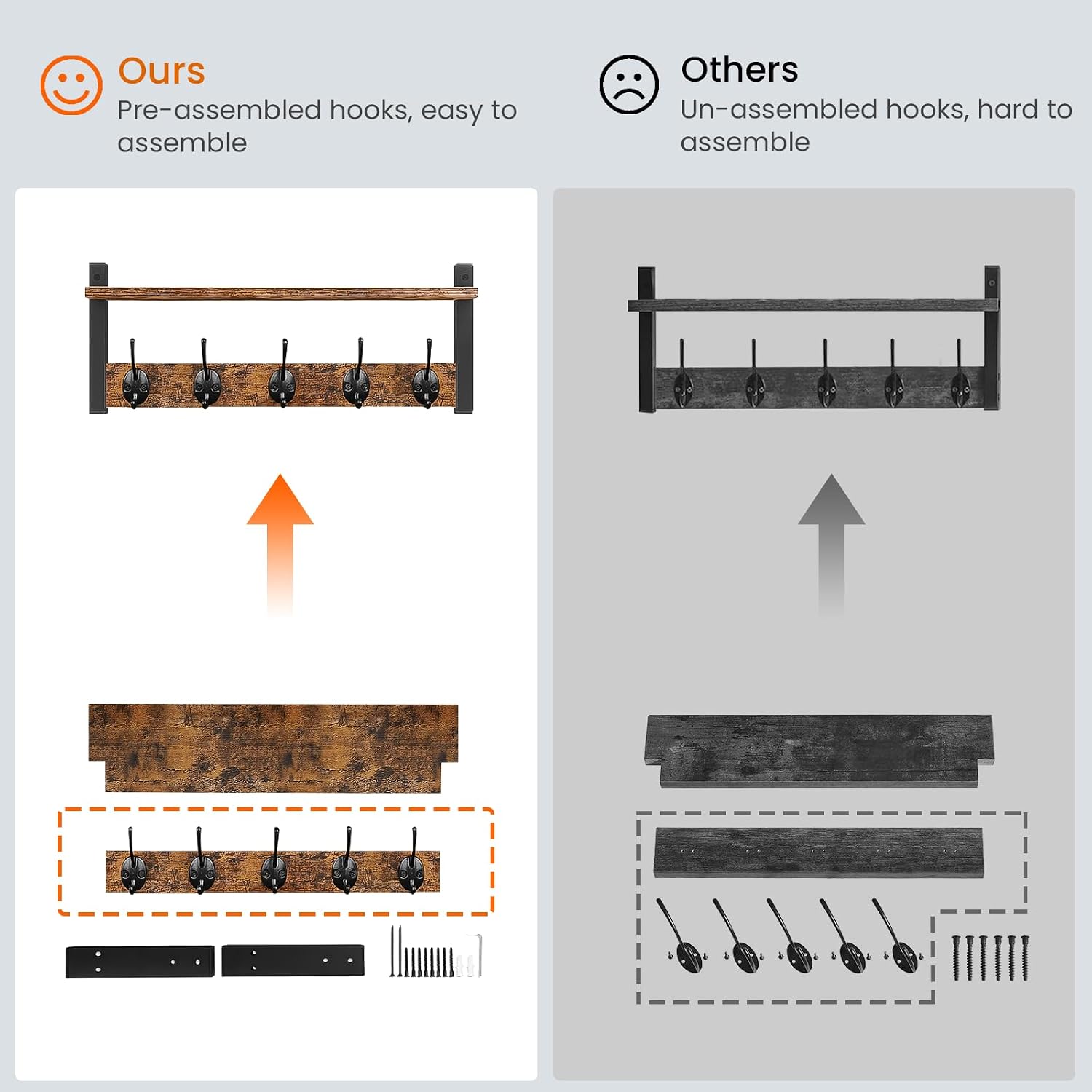 Thumbnail 5 de Homode Wall Hook Shelf with 5 Metal Hooks