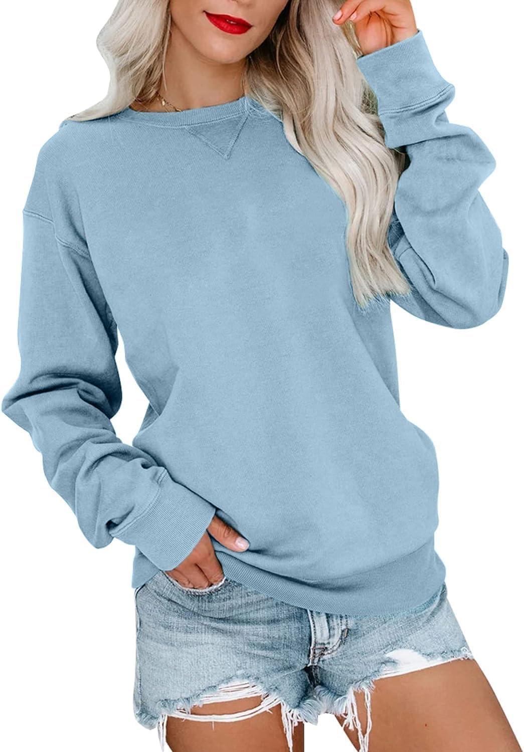 Thumbnail 6 de VIGVAN Damen Sweatshirt Pullover Basic Langarm