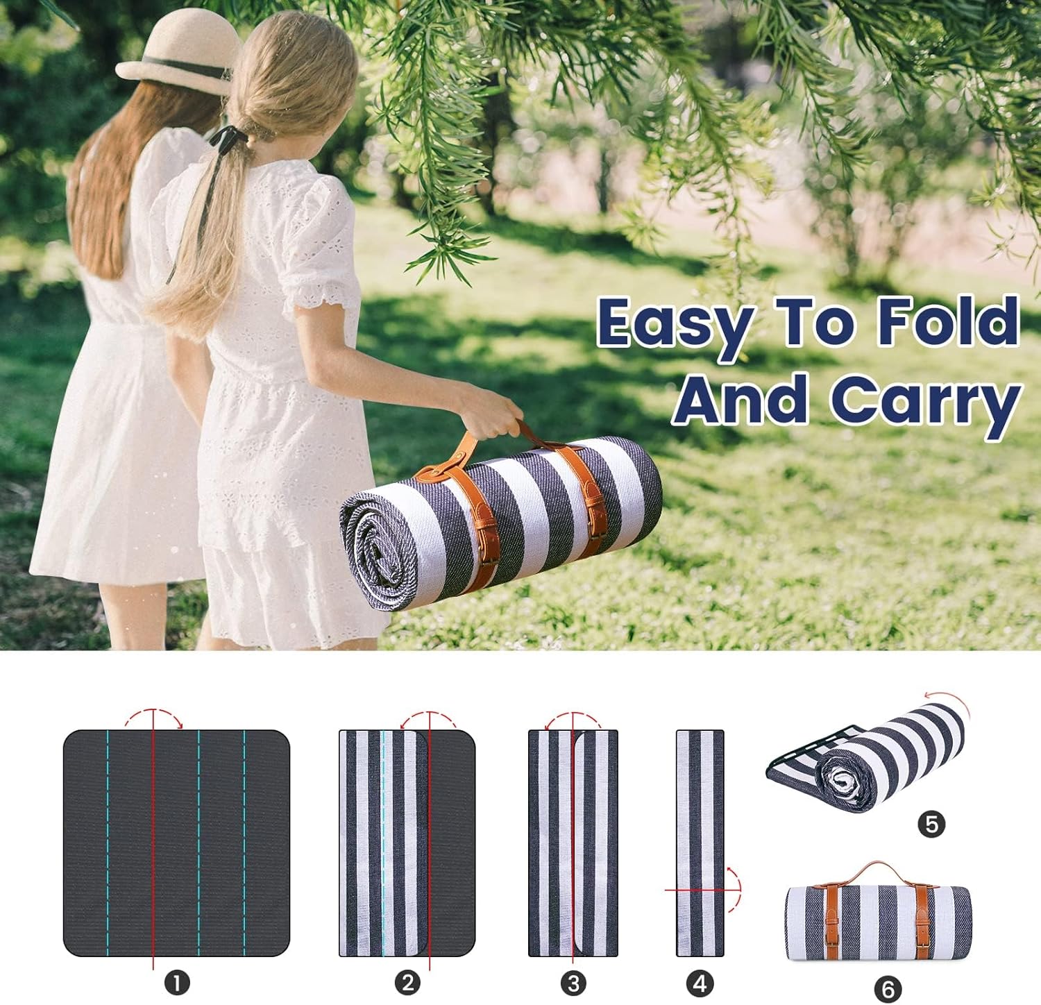 Thumbnail 4 de Sapsisel Picnic Blanket Waterproof Extra Large 80×80 Inches – Foldable Beach Mat for Outdoor Use