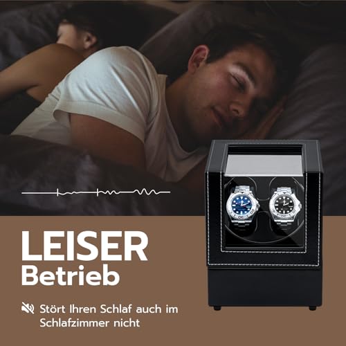 Thumbnail 6 de Tolesum Uhrenbeweger 2 Uhren für Automatikuhren – leisem Motor, USB-C Brückenkabel-System, Edles PU-Leder Schwarz