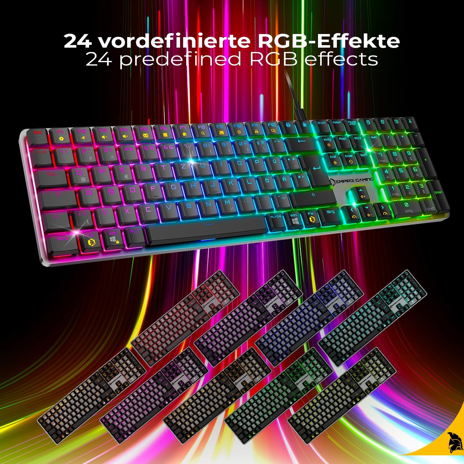 Thumbnail 5 de EMPIRE GAMING K243 – schlanke Low-Profile mechanische Gaming-Tastatur mit MX Red, USB‑C (abnehmbar) & RGB