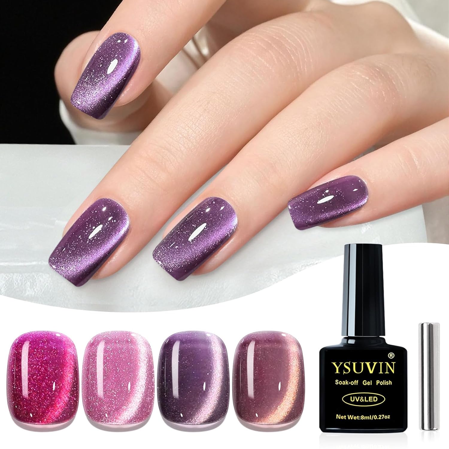 Thumbnail 5 de YSUVIN UV-Nagellack Set (6 Farben) – Jade/Glitzer, 8 ml je Flasche