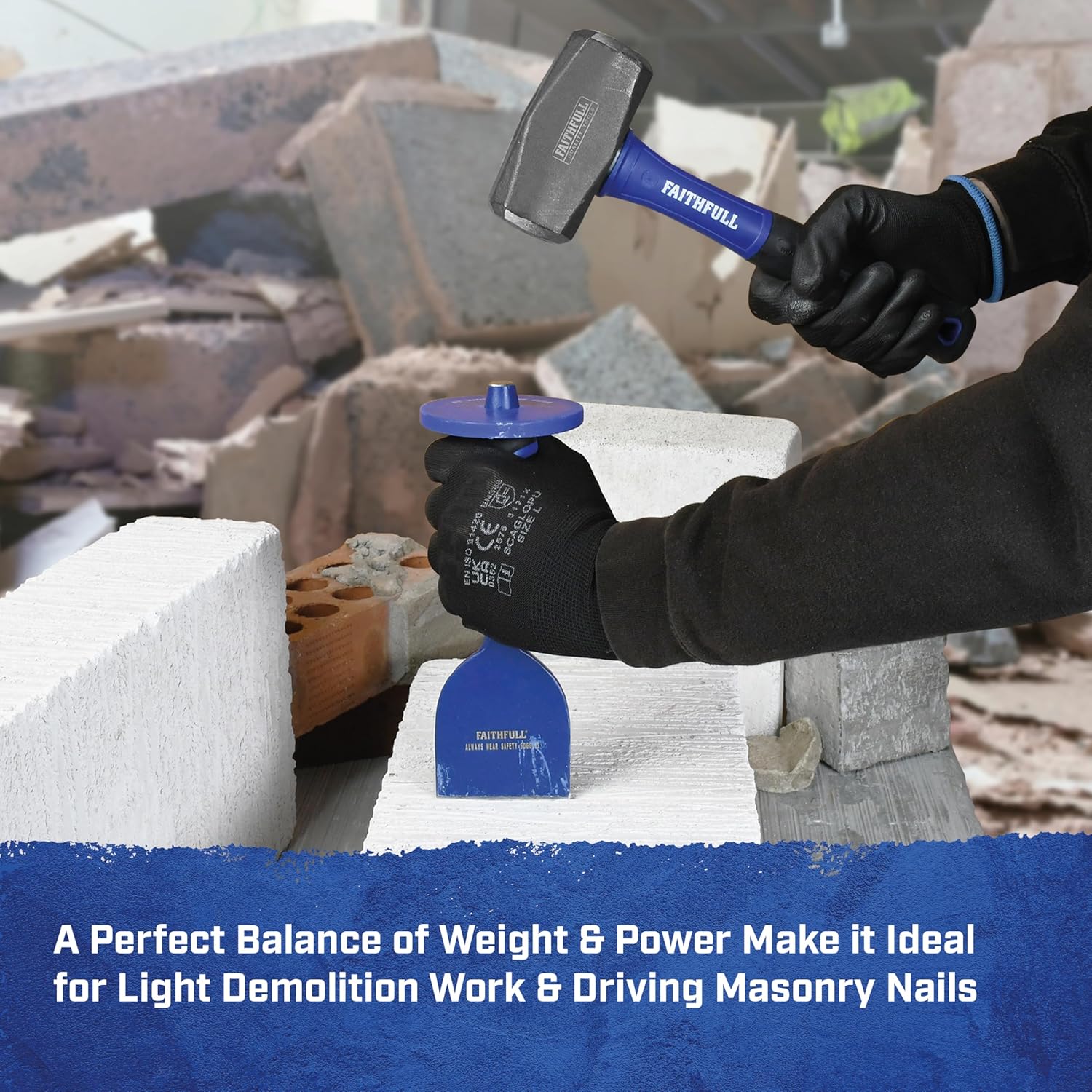 Thumbnail 2 de Faithfull FiGLass martello a testa quadra 4 lb per scalpelli e demolizioni