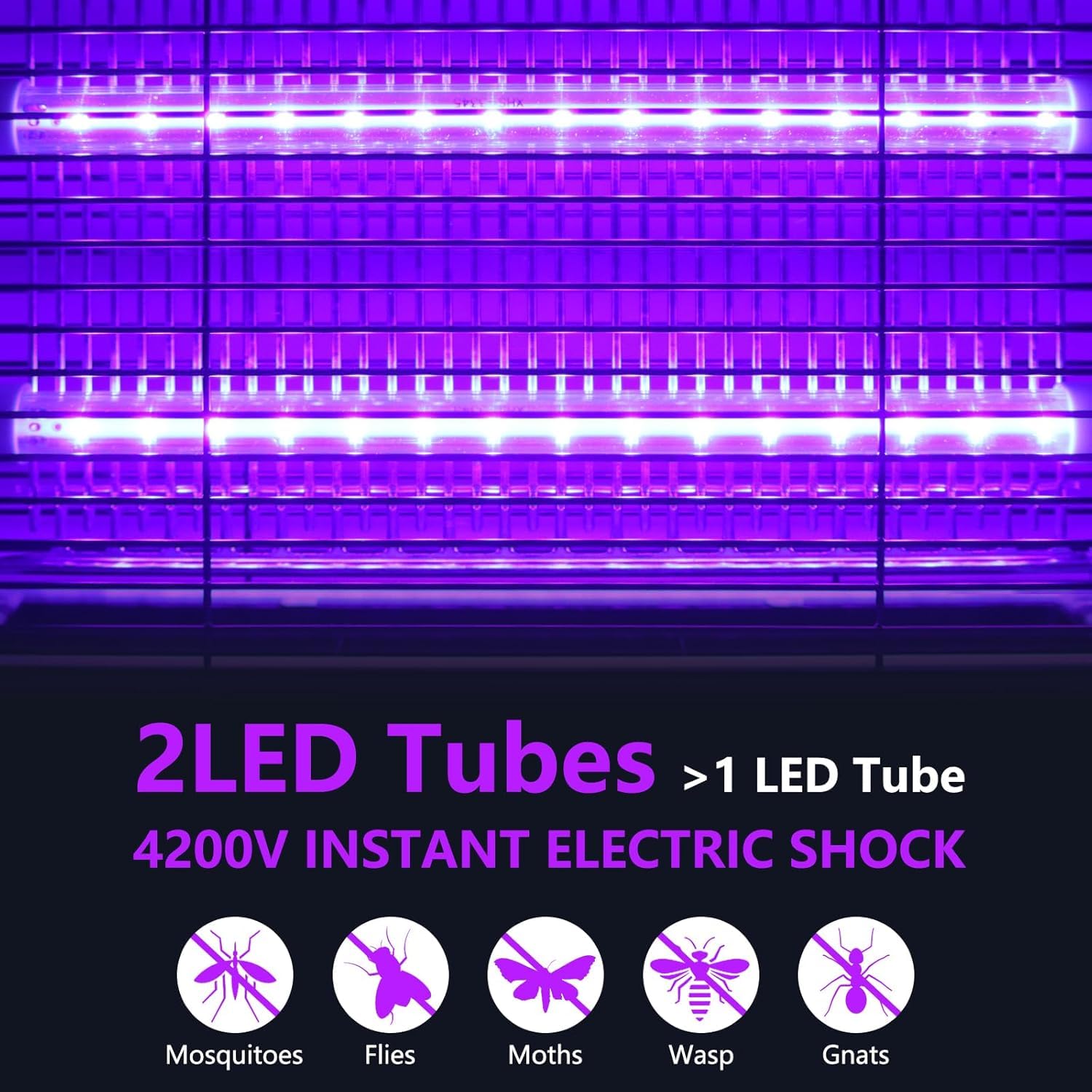Thumbnail 3 de Lampada Antizanzare 4200V con doppio LED UV e griglia di sicurezza: efficace, senza sostanze chimiche