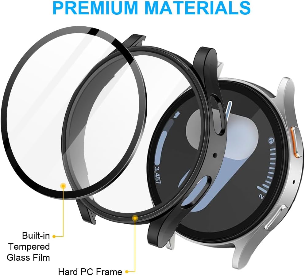 Detalle de OFFCUP Case with Screen Protector for Samsung Galaxy Watch 7 40mm (2024) – 2 Pack, Black