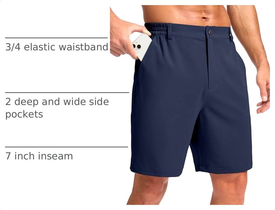 Detalle 2 de Pudolla Men's Golf Shorts, 5/7/9-Inch Inseams, Stretch, Quick-Dry Fabric