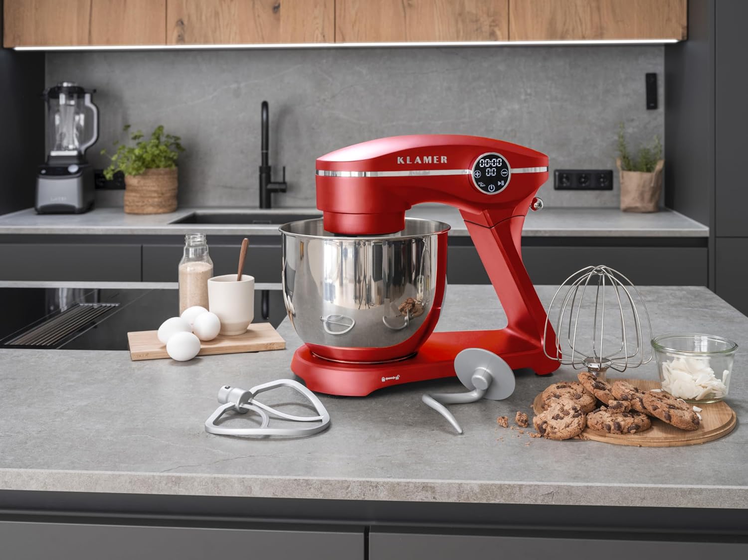 Thumbnail 2 de KLAMER Küchenmaschine 1800W – Knetmaschine für Brotteig mit 6-Liter-Edelstahl-Schüssel, Planetenrührwerk & Timer