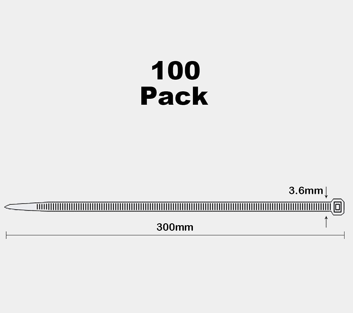 Detalle de Oksdown 300mm Black Cable Ties 100 pack