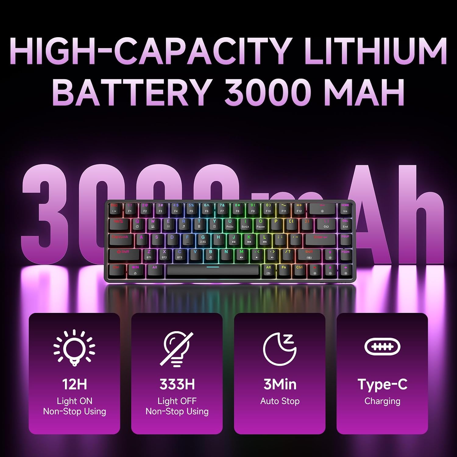 Detalle de Dierya DK68 60% gaming wireless