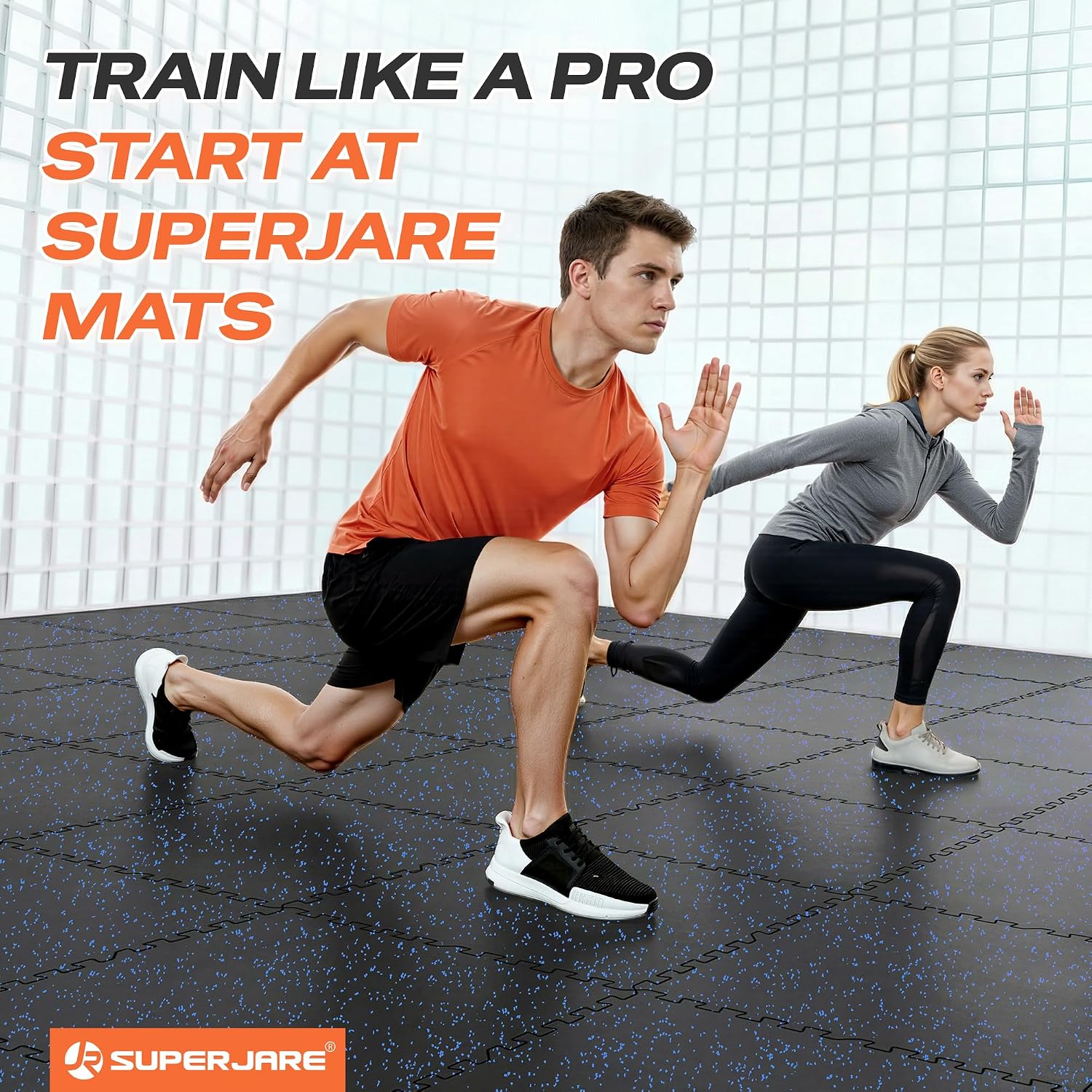 Detalle de SUPERJARE 9619L Rubber-Top Gym Flooring, 0.56-Inch Interlocking EVA Tiles
