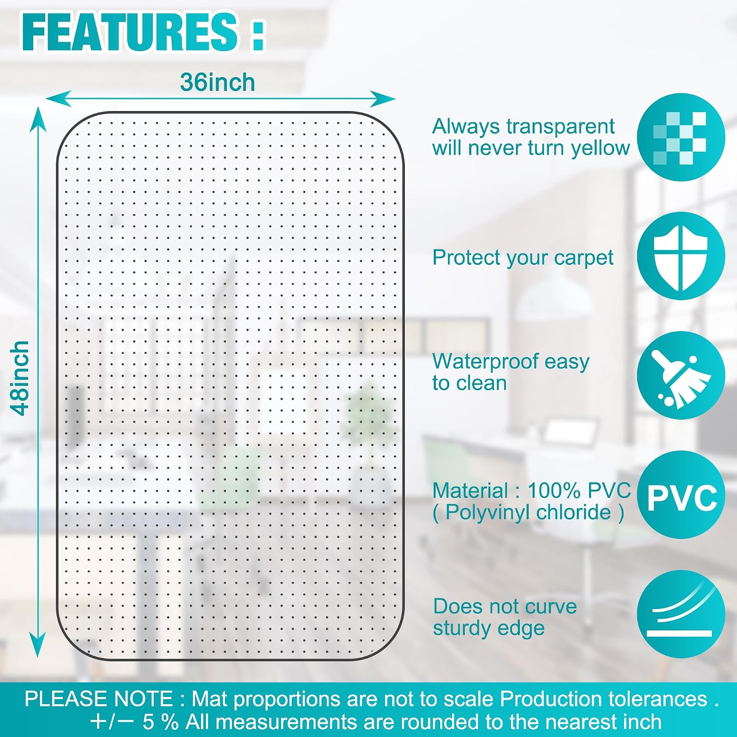 Thumbnail 6 de BesWin Office Chair Mat 90 x 120 cm