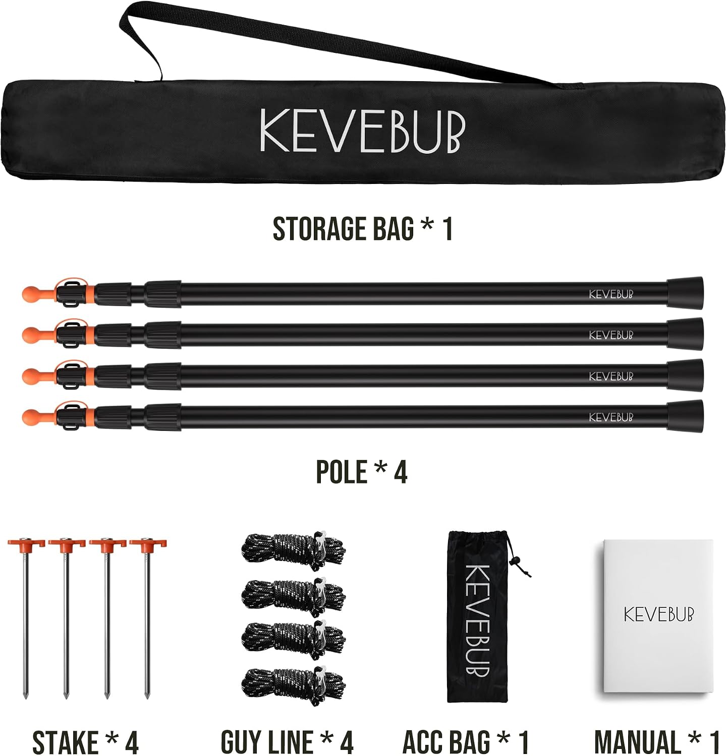Thumbnail 6 de KEVEBUB Adjustable Tarp Poles: Ultra-Light Yet Heavy-Duty 6063 Aluminium Telescopic Poles (90–230cm) – Set of 4