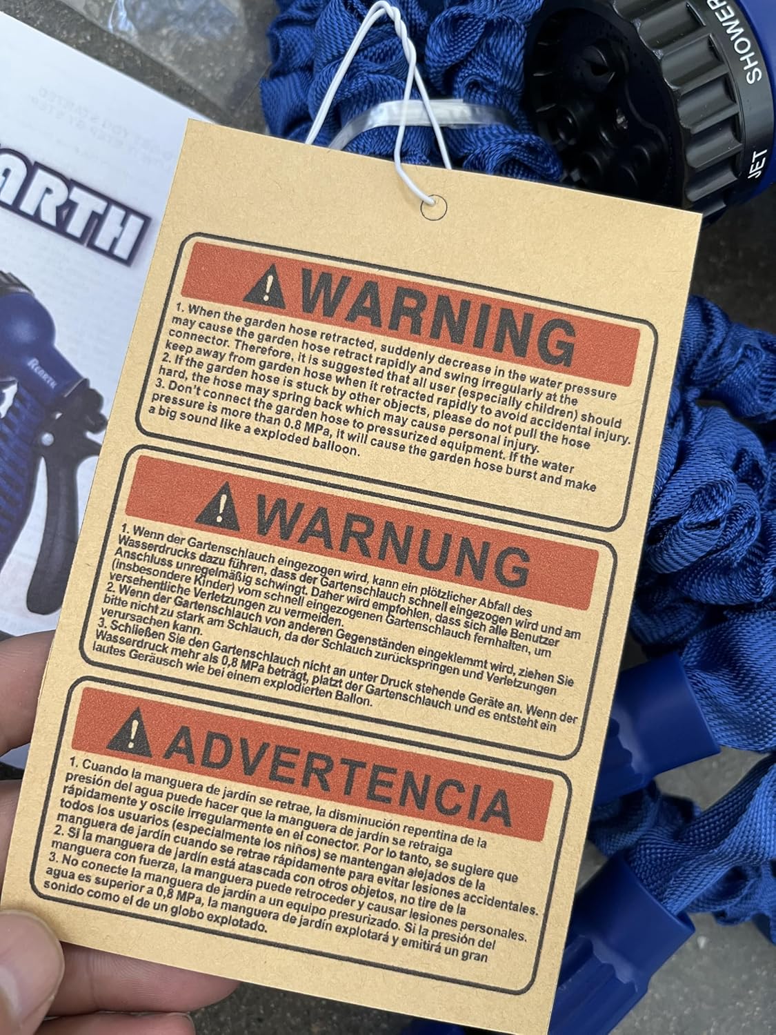 Thumbnail 1 de Jackeyhouse Heavy Duty Magic Stretch Flexible Expandable Garden Hose Pipe with 8-Pattern Zinc Alloy Nozzle (100ft/150ft/200ft)