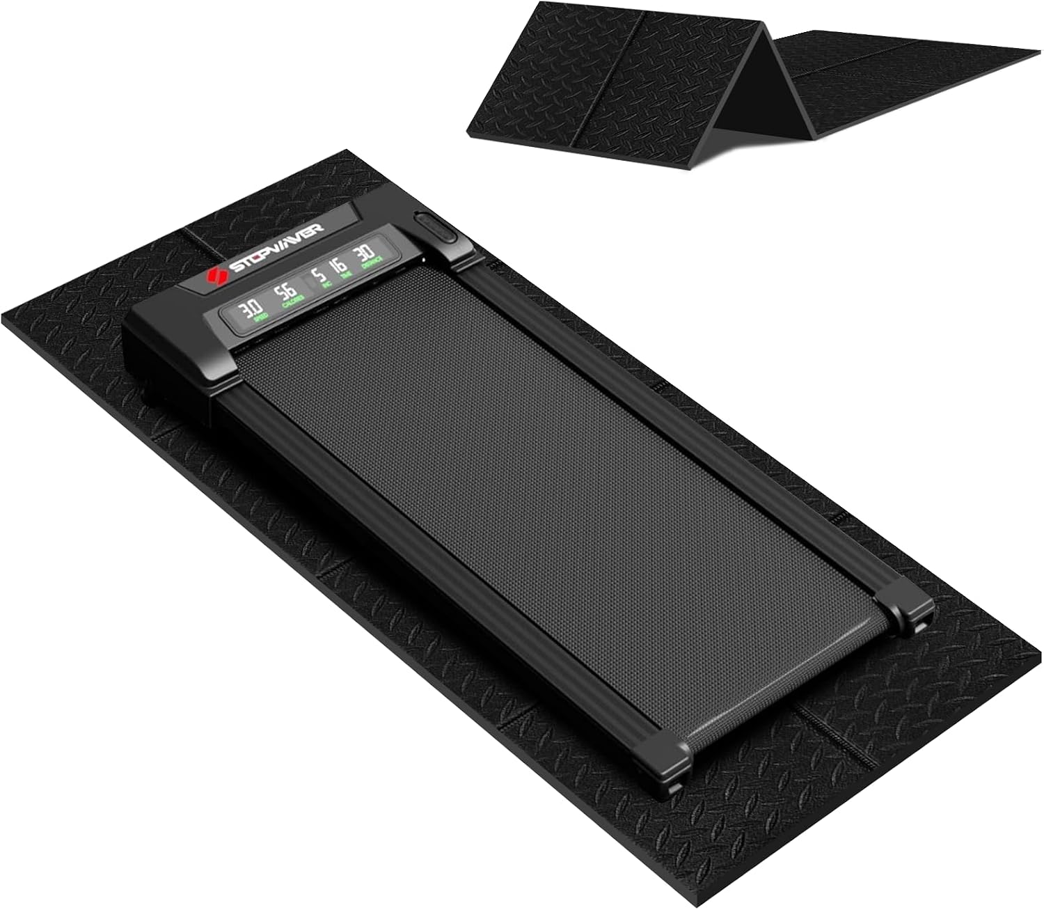 Detalle de Stepwaver Treadmill Mat for Carpet and Hardwood, Foldable PVC Floor Protector