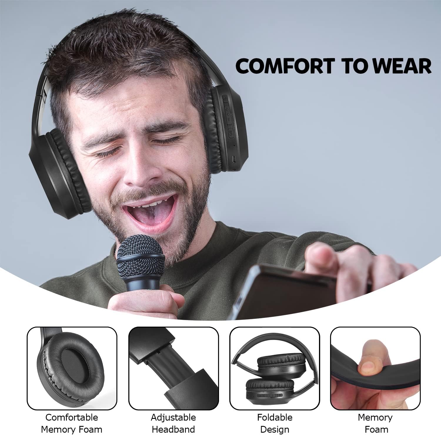 Detalle 2 de Rydohi Bluetooth Headphones 68H over ear