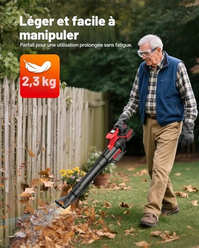 Thumbnail 6 de XIAZIR Souffleur de Feuilles sans Fil 21V 28 000 TR/min – 2×4,0Ah, LCD, 3 vitesses, léger et polyvalent