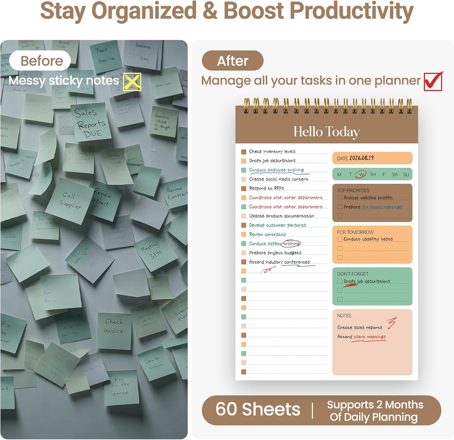 Detalle de KORANEL To-Do List Notepad, 60 Sheets
