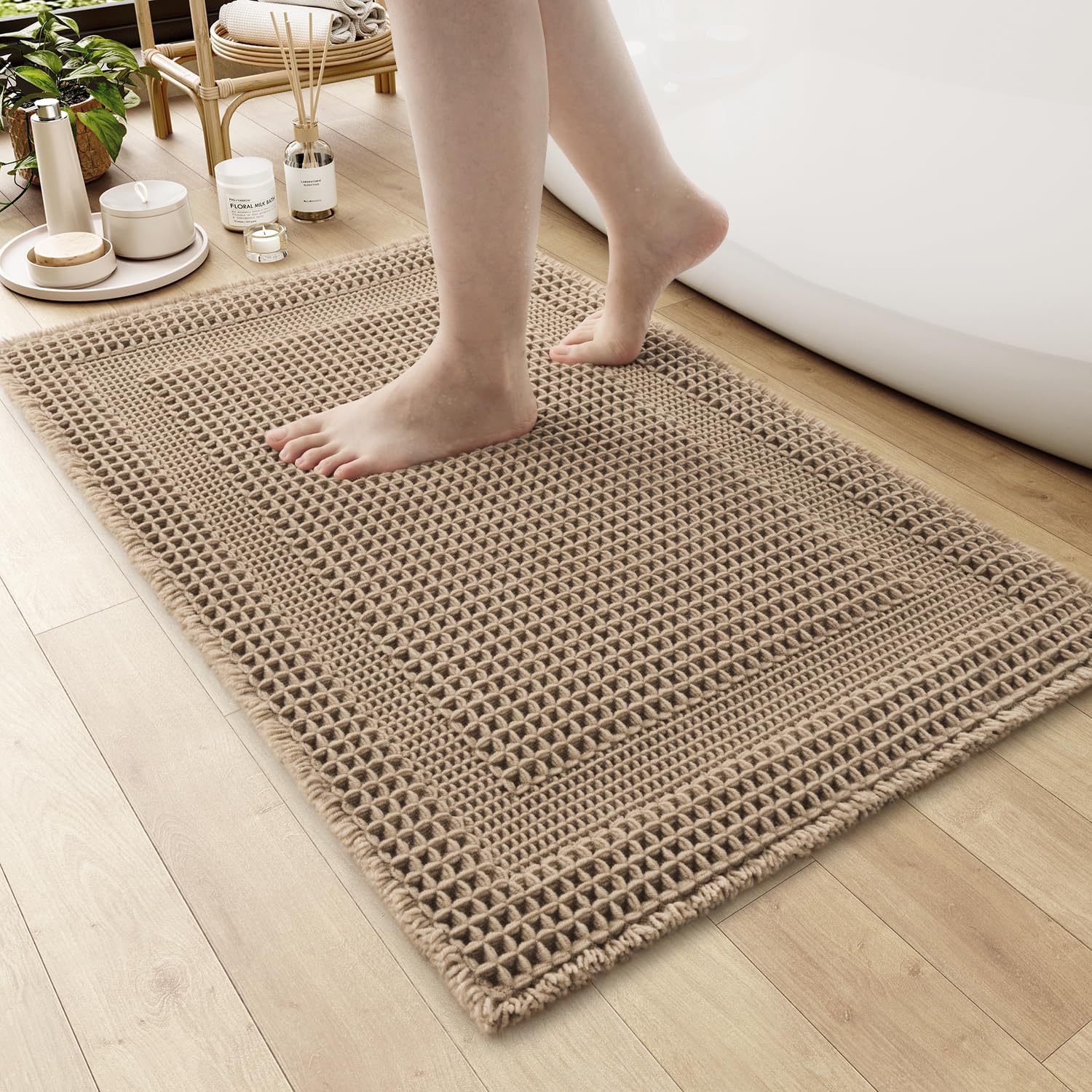 Detalle de AMOAMI Waffle Bath Mat 24"x72"