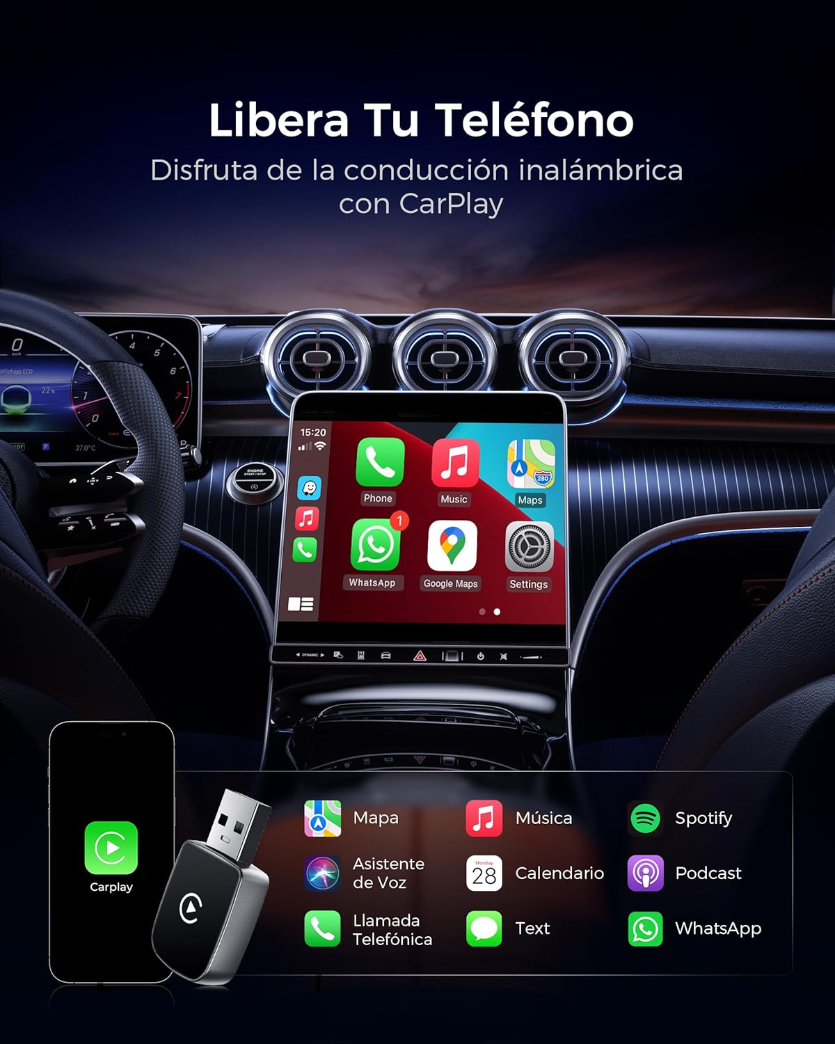Thumbnail 1 de WityEye Adaptador CarPlay Inalámbrico 5.8GHz