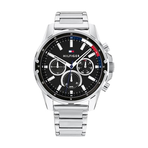 Detalle de Tommy Hilfiger Reloj Analógico de Cuarzo Multifunción para Hombre con Correa en Acero Inoxidable o Silicona
