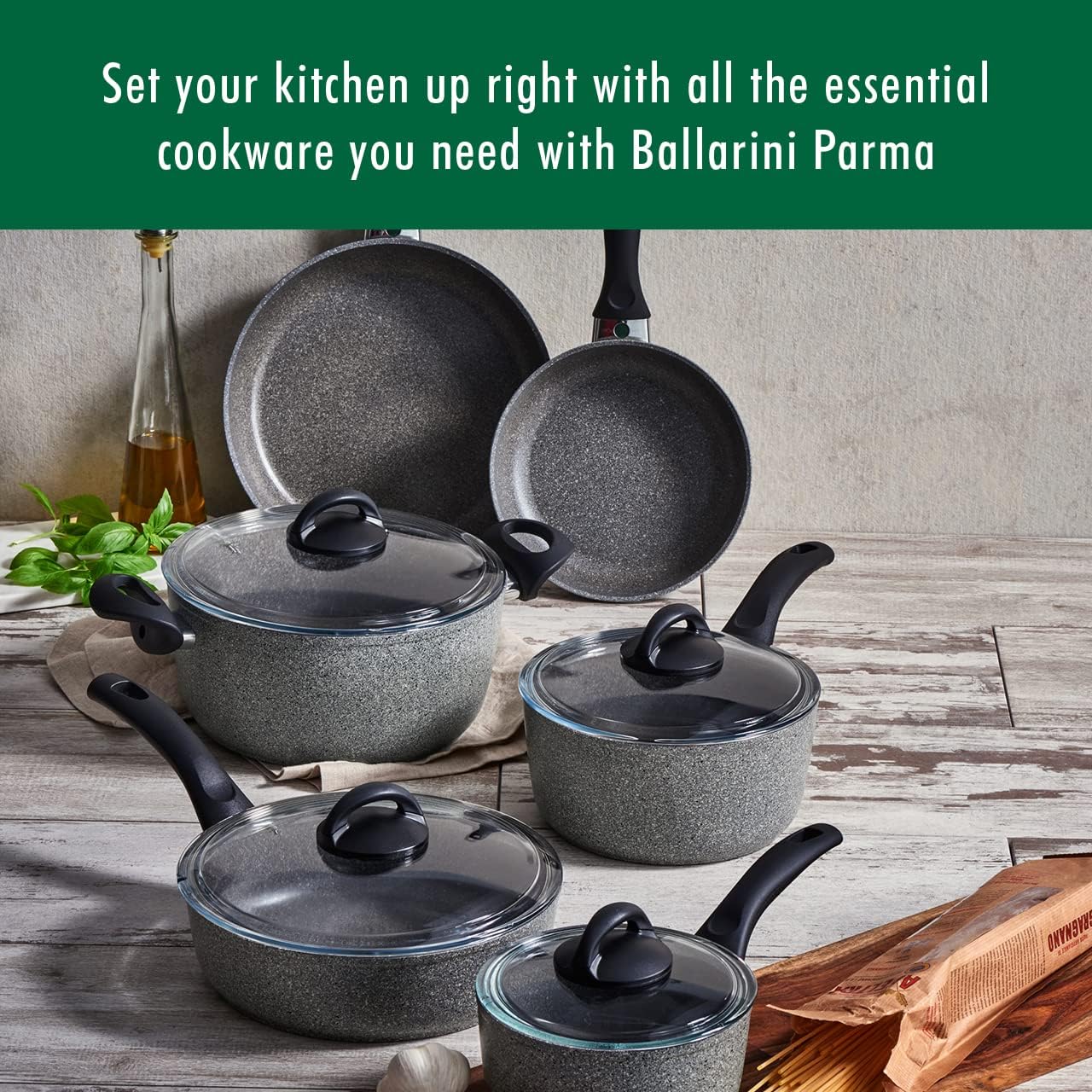 Thumbnail 1 de Ballarini Parma 75001-652 Forged Aluminum Nonstick Cookware Set, 10-Piece, Granite