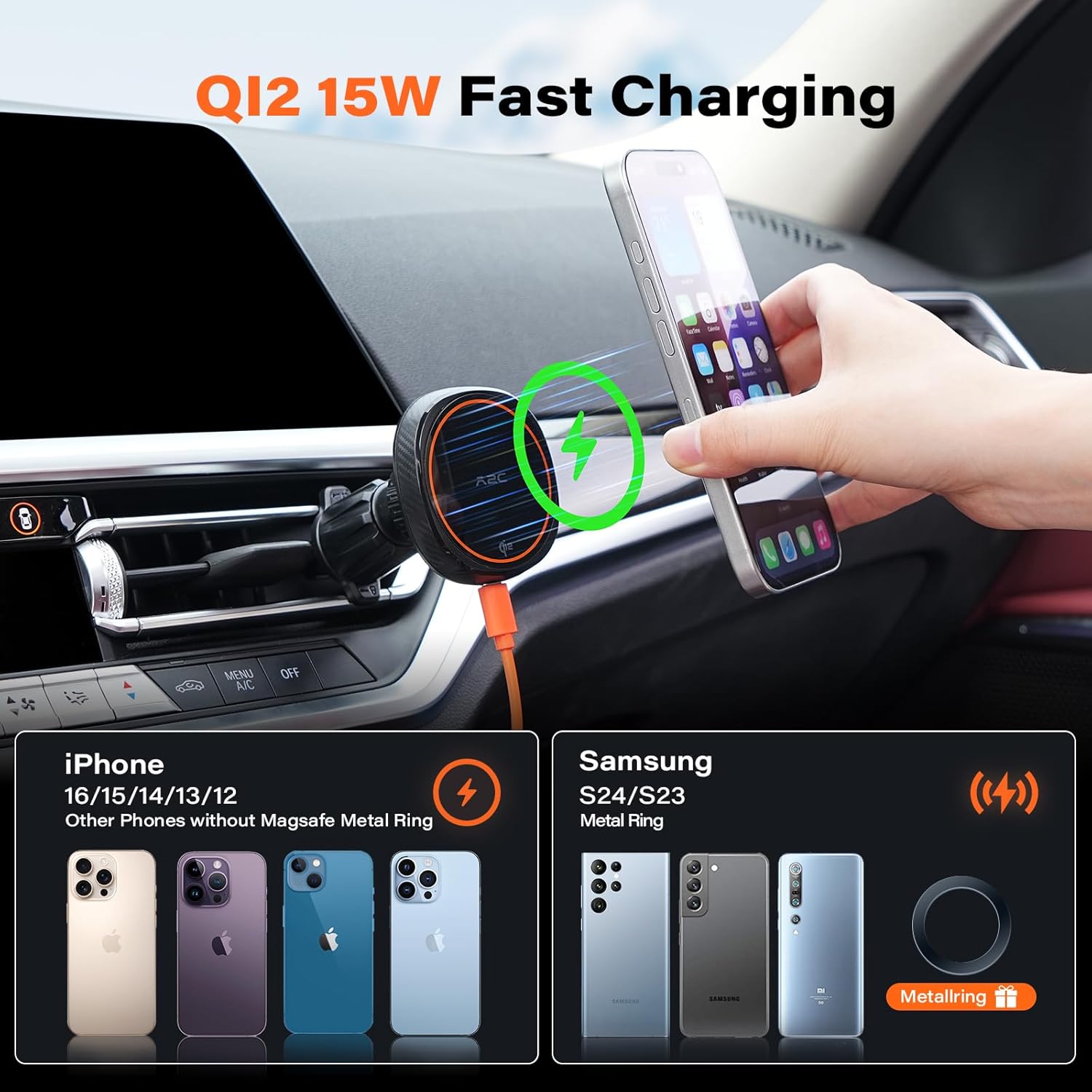 Thumbnail 1 de APPS2Car APPS2Car 15W Qi2 car mount charger
