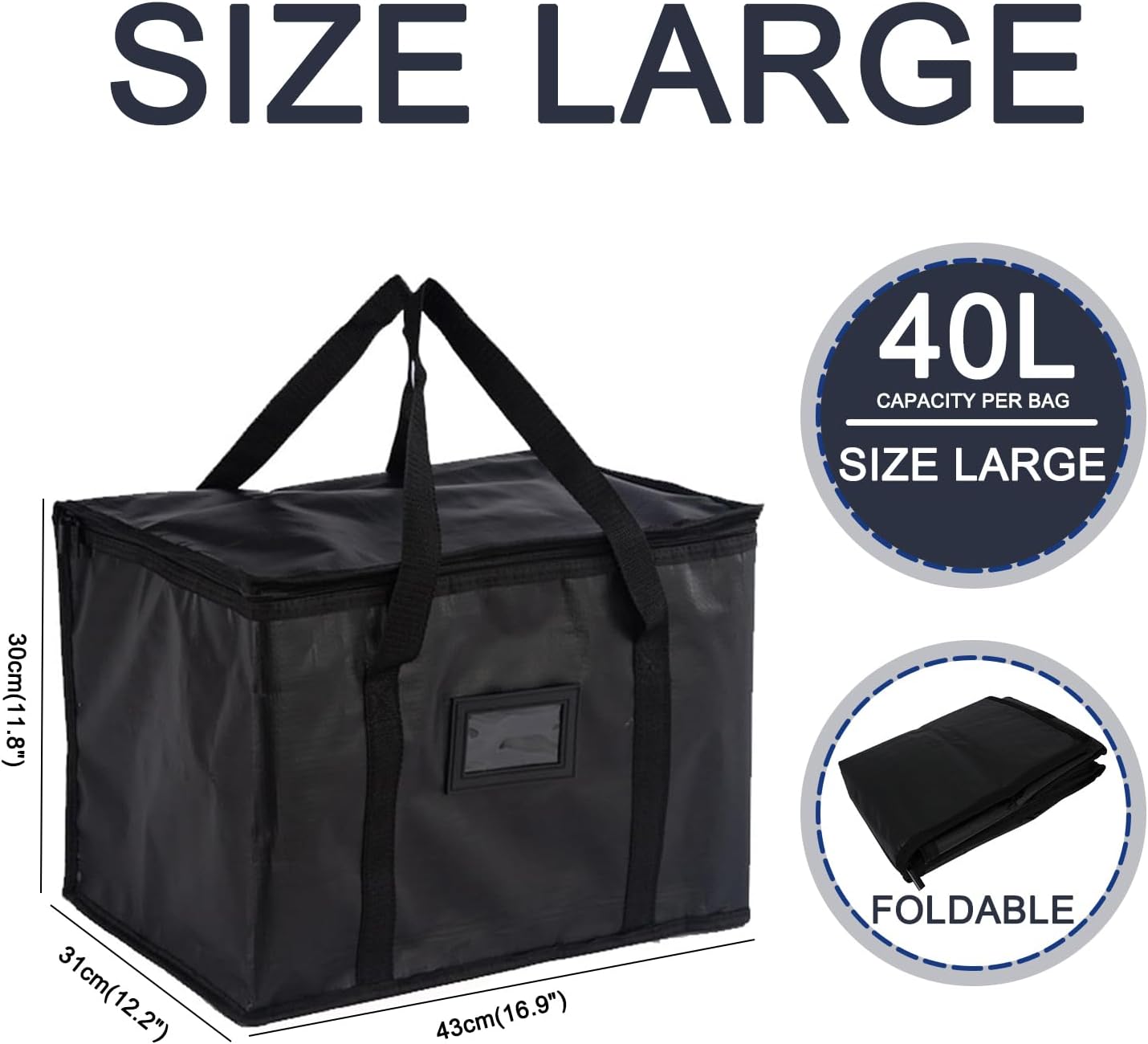 Detalle de suzmei 40L Insulated Thermal Food Delivery Bag: Large Foldable Cooler for Hot & Cold Meals