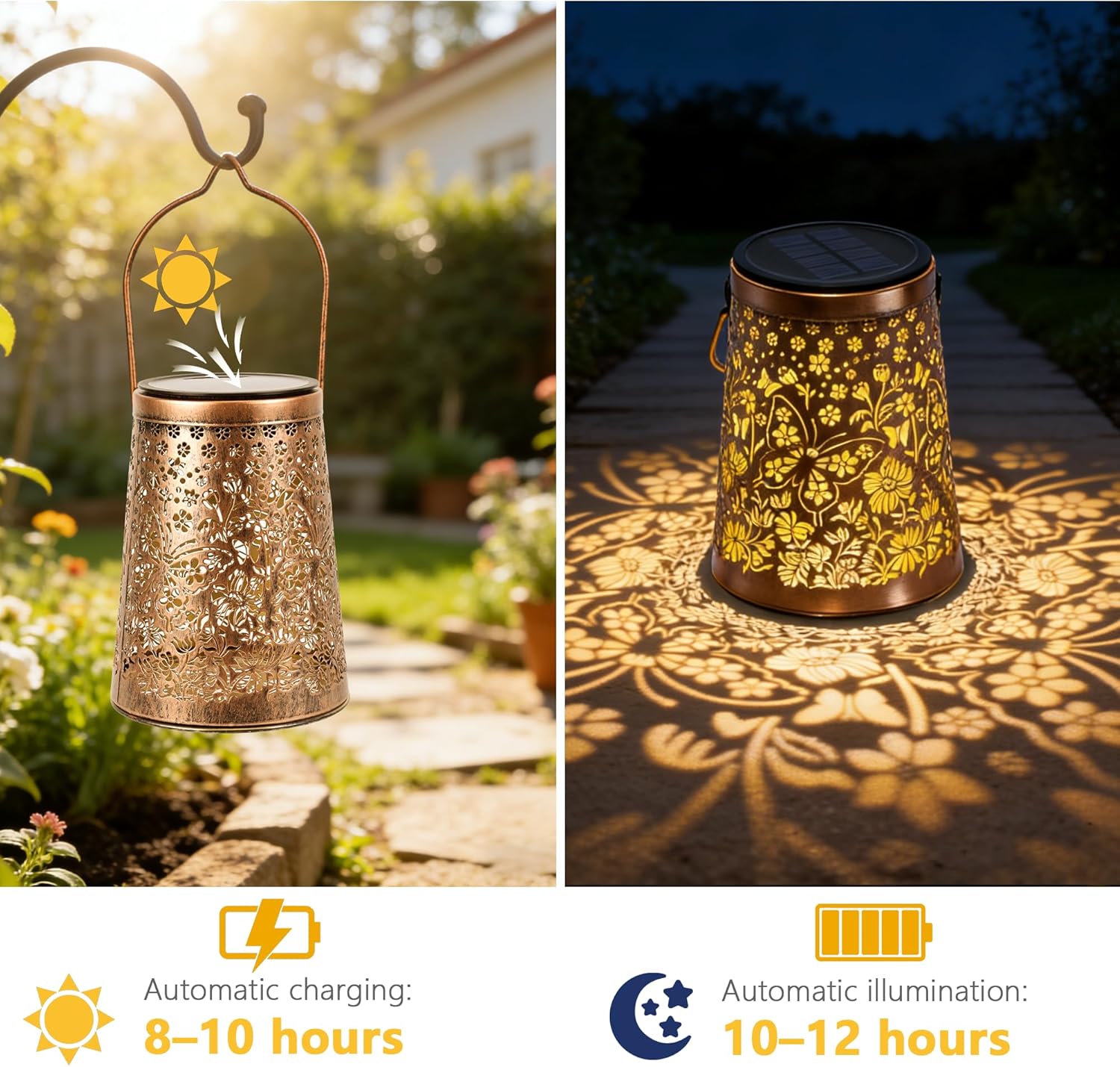 Detalle 2 de Solar Lanterns for Outside 4 Pack: Butterfly Garden Lights for Patio, IP65 Waterproof Outdoor Decor