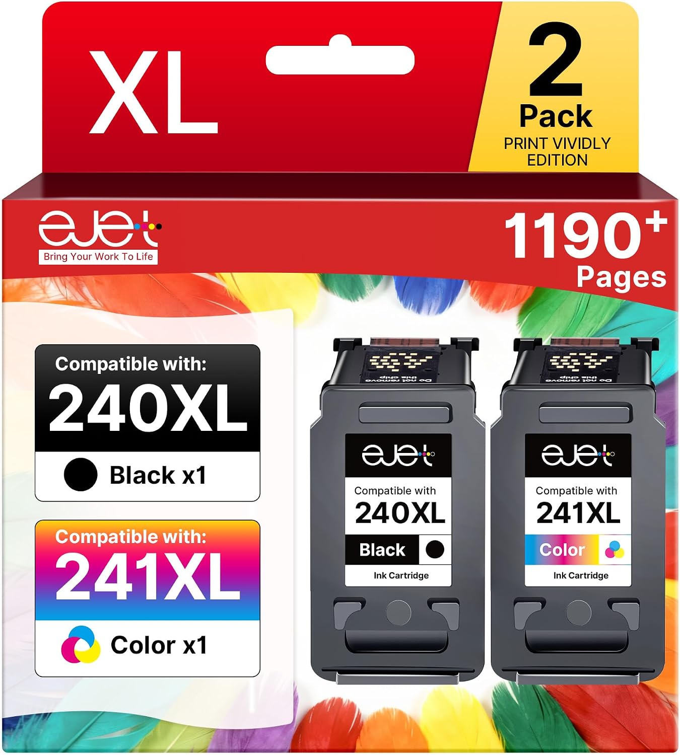 Detalle de ejet PG-240XL/CL-241XL Remanufactured Ink Cartridge Combo, Black and Tri-Color