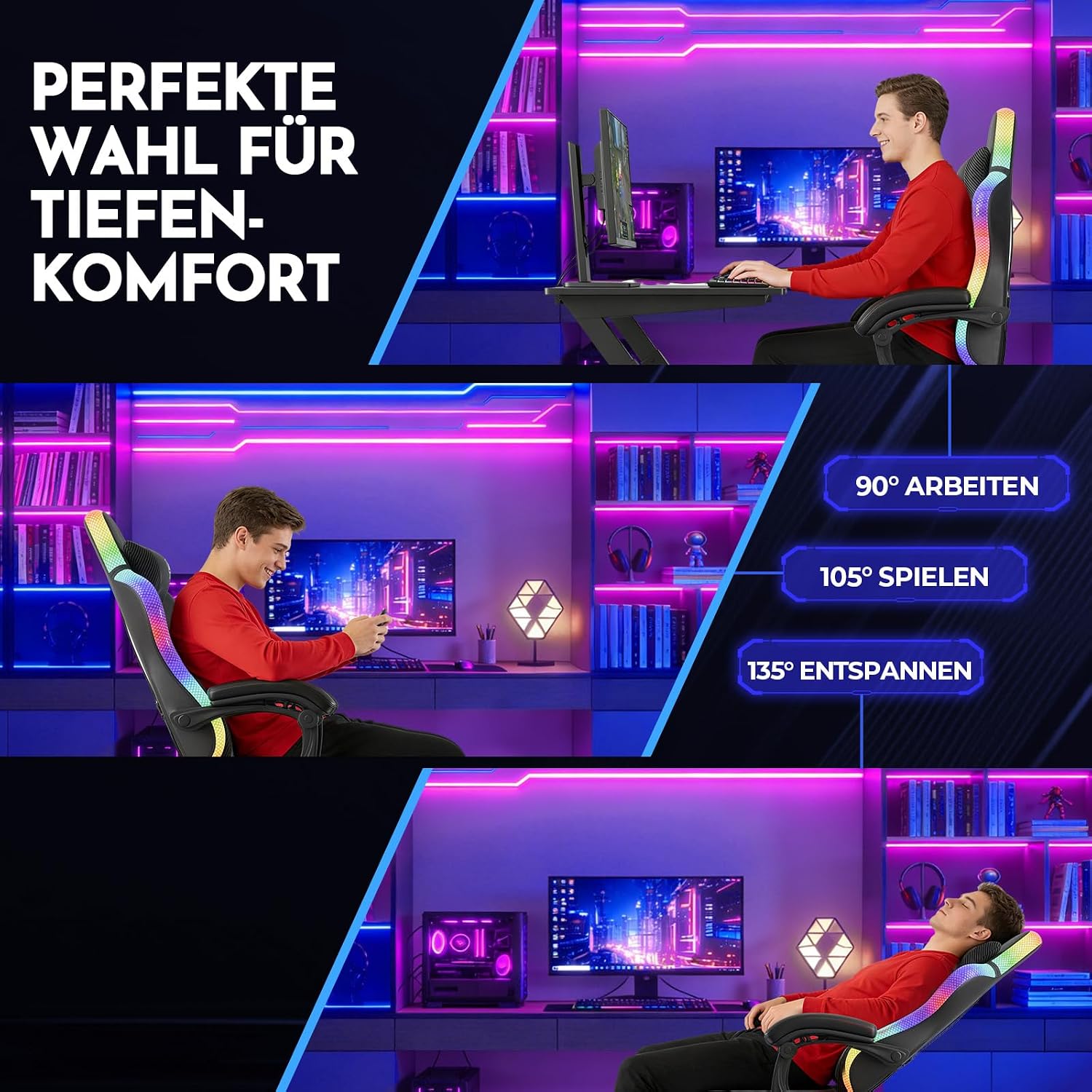 Thumbnail 6 de Gaming Stuhl GTPLAYER mit LED, bis 150 kg