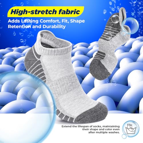Thumbnail 2 de TANSTC Men's Running Trainer Ankle Socks: Anti-Blister Cushioned (6 Pairs)