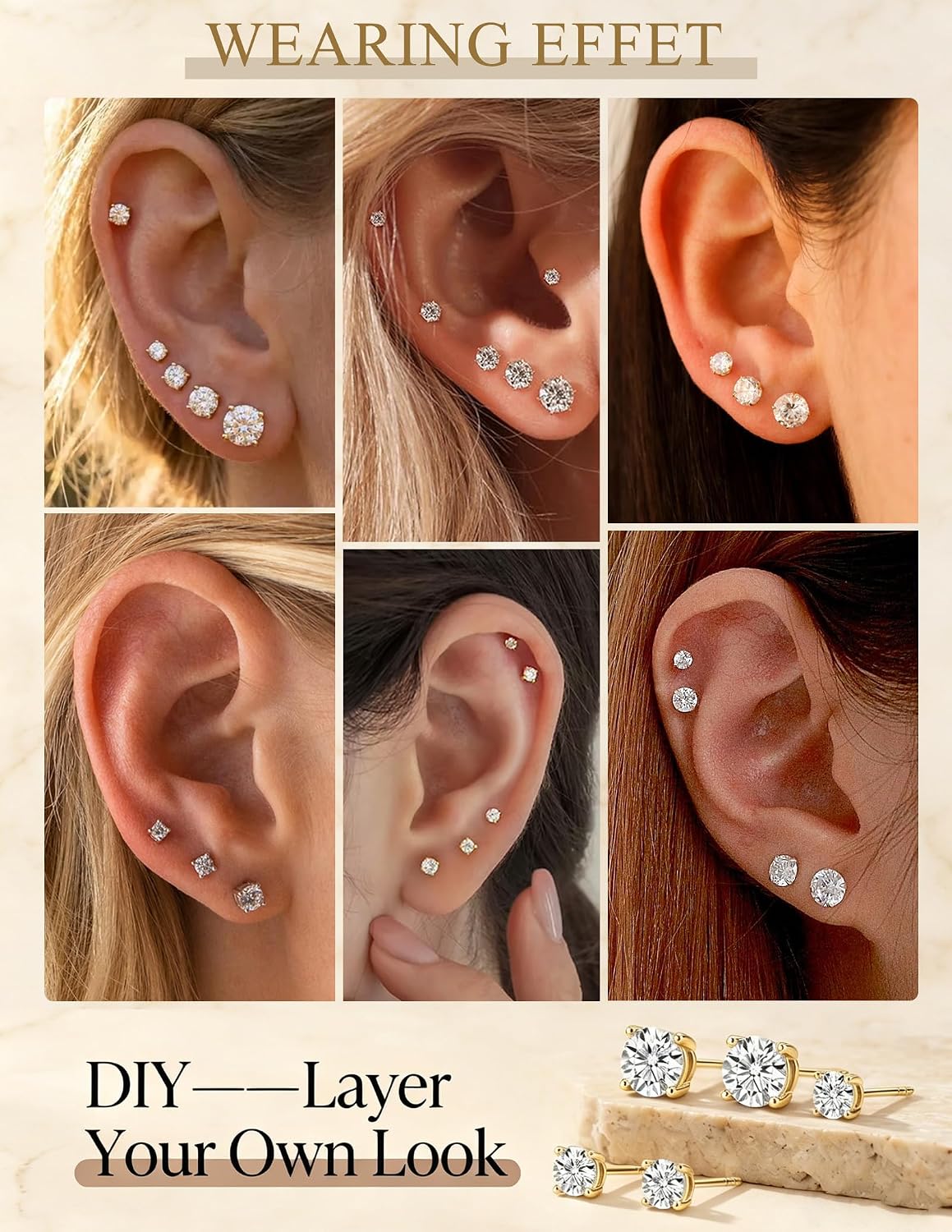 Detalle 1 de 14K Gold-Plated Stud Earrings