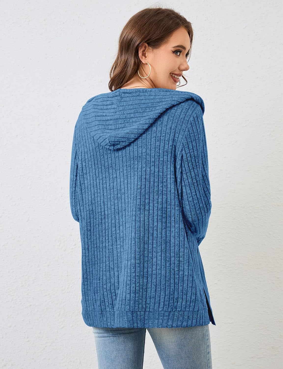 Detalle de Flikity Womens Cardigans Zip Up Hoodies with Large Pockets - Lightweight Knit Jacket (M-3XL)
