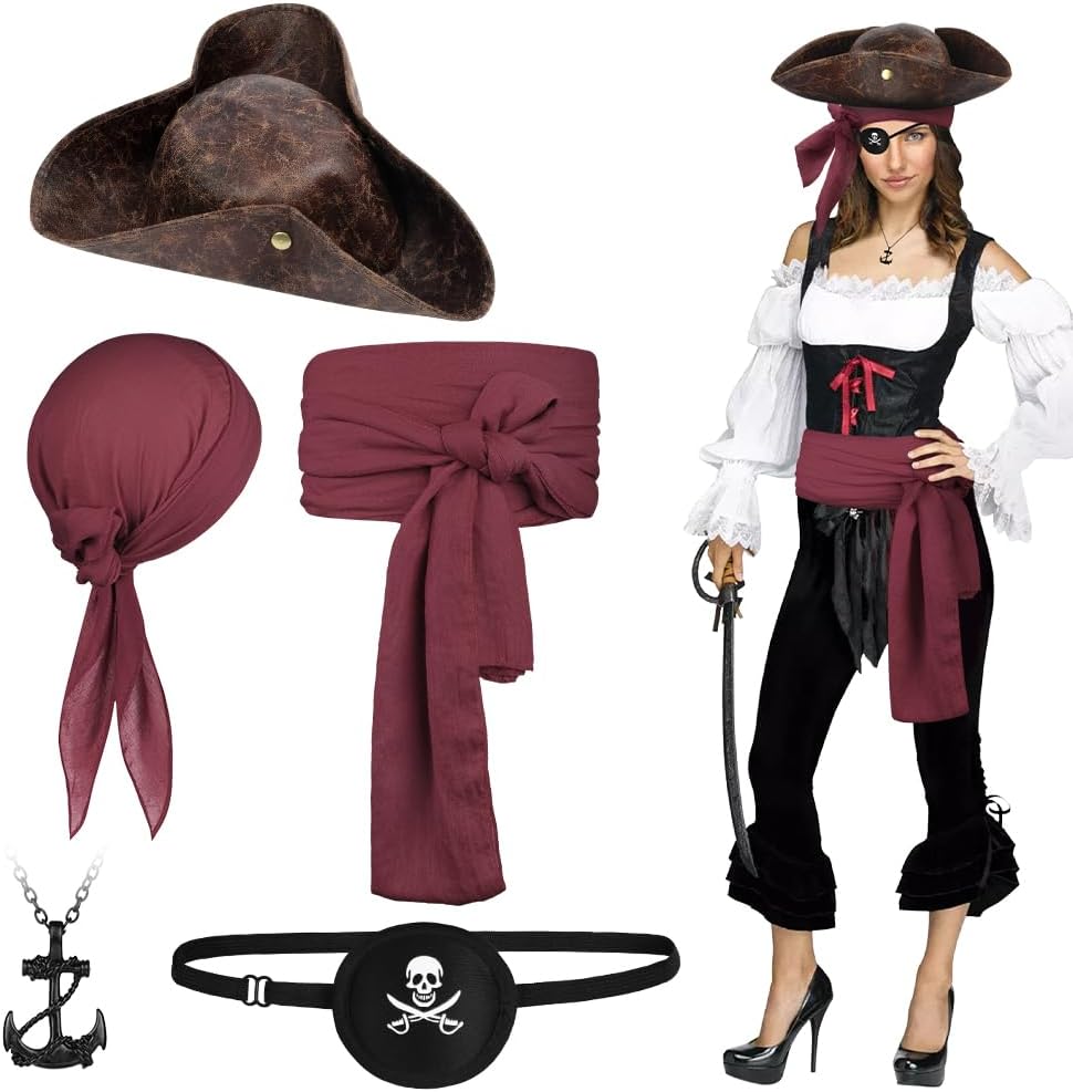 Alaoo Accesorios Disfraz Capitán Pirata 7 piezas