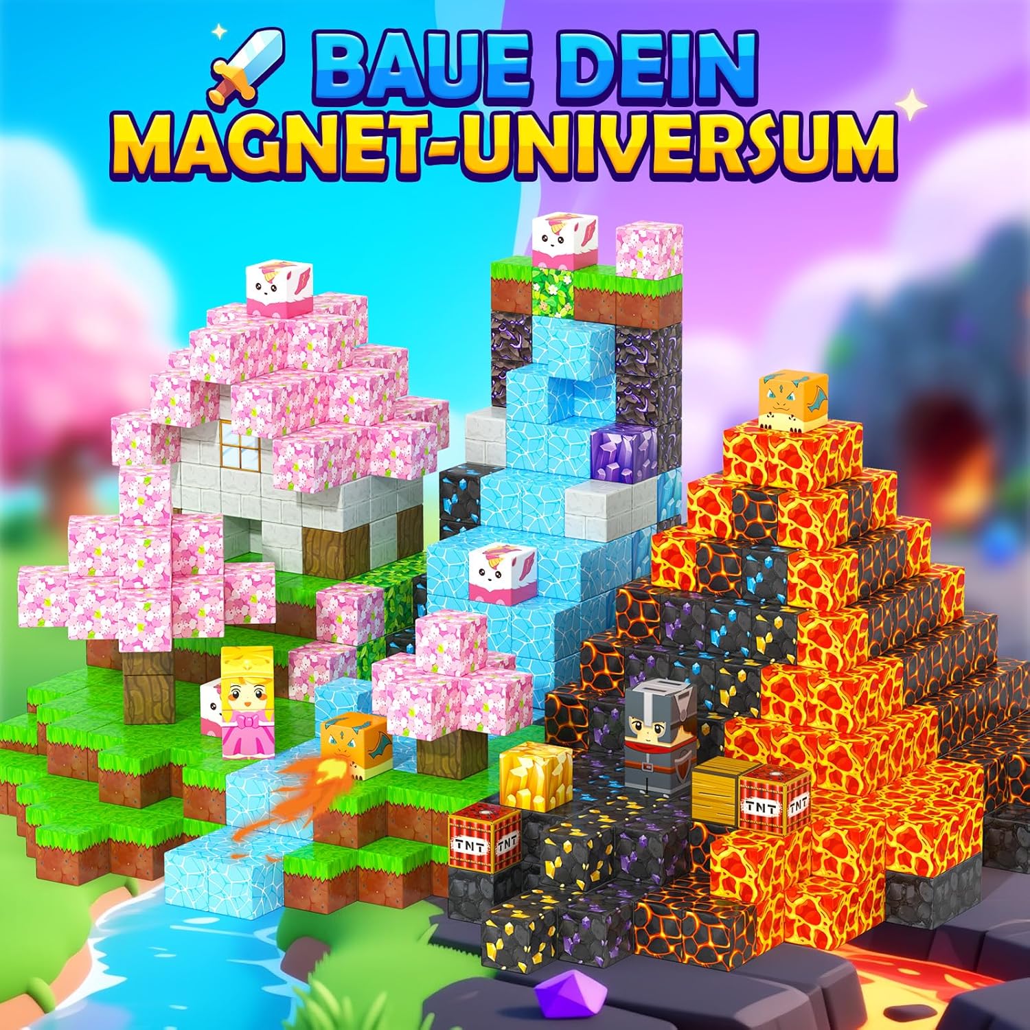 Thumbnail 6 de Magnetische Bausteine (154 Teile) Magnetspielzeug mit doppelseitiger Magnettafel – für kreative Bauwelten ab 3 Jahren