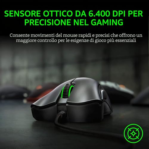 Thumbnail 1 de Razer DeathAdder Essential (2021) – Mouse da gioco cablato con sensore ottico 6400 DPI, 5 pulsanti programmabili, ergonomico