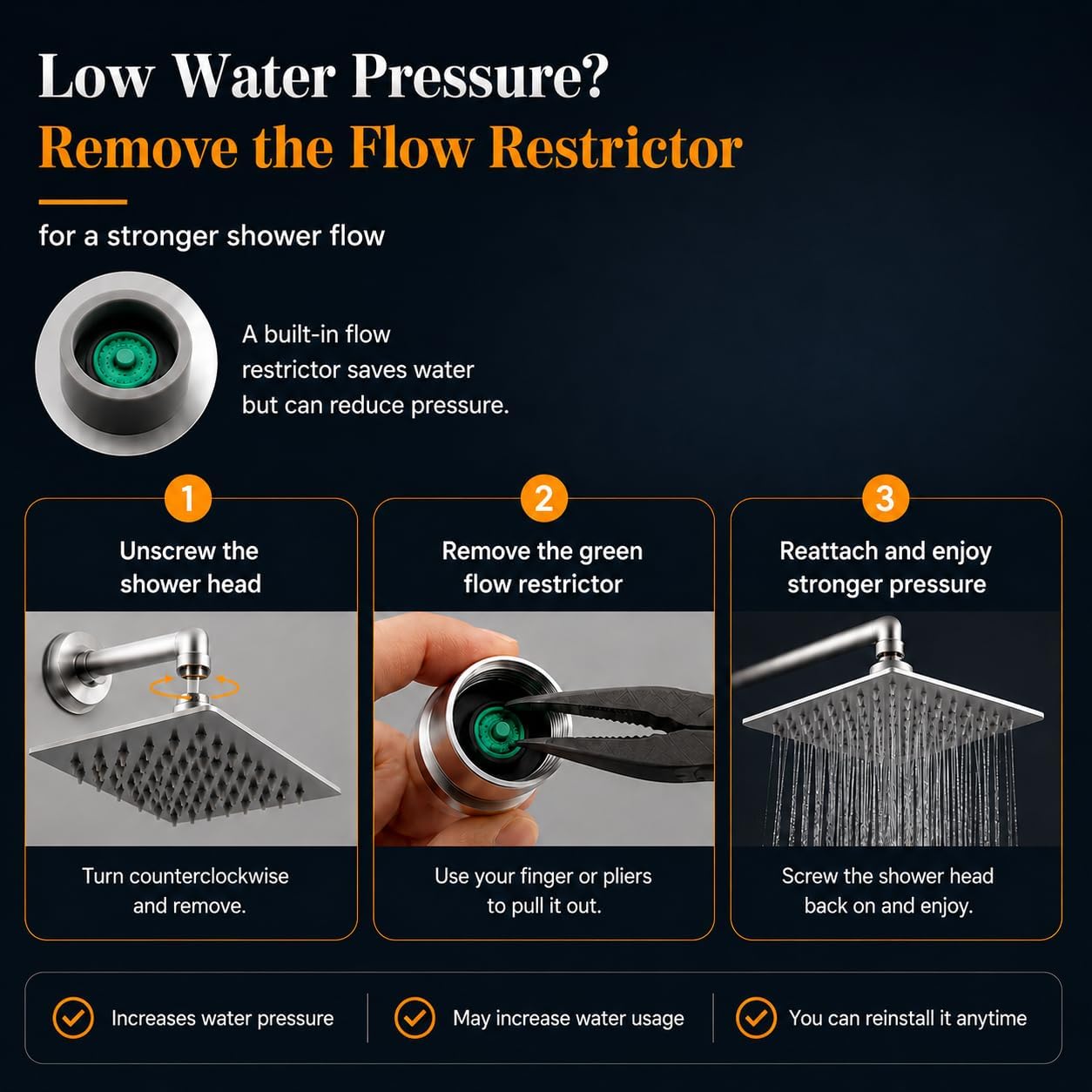 Detalle 2 de LIVOREST Square Rainfall Shower Head 10 inch