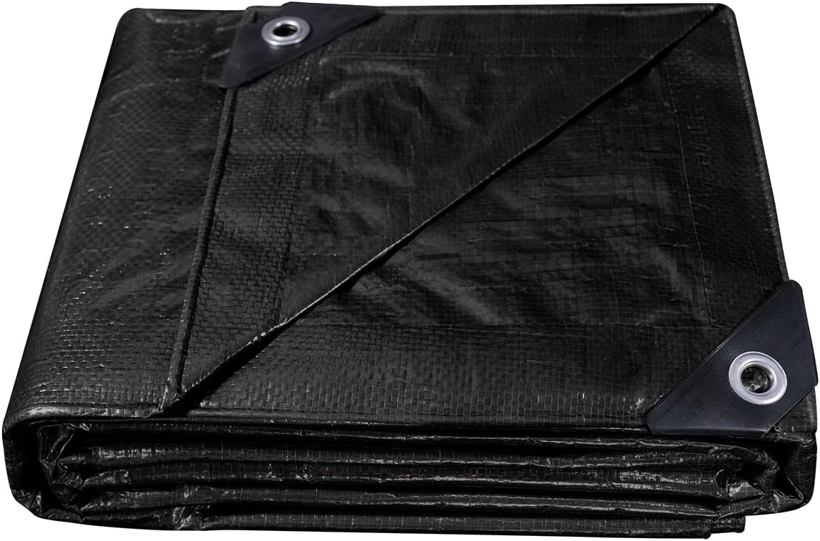 Thumbnail 1 de COVALL Tarpaulin 6m x 8m Black 110GSM Waterproof Groundsheet