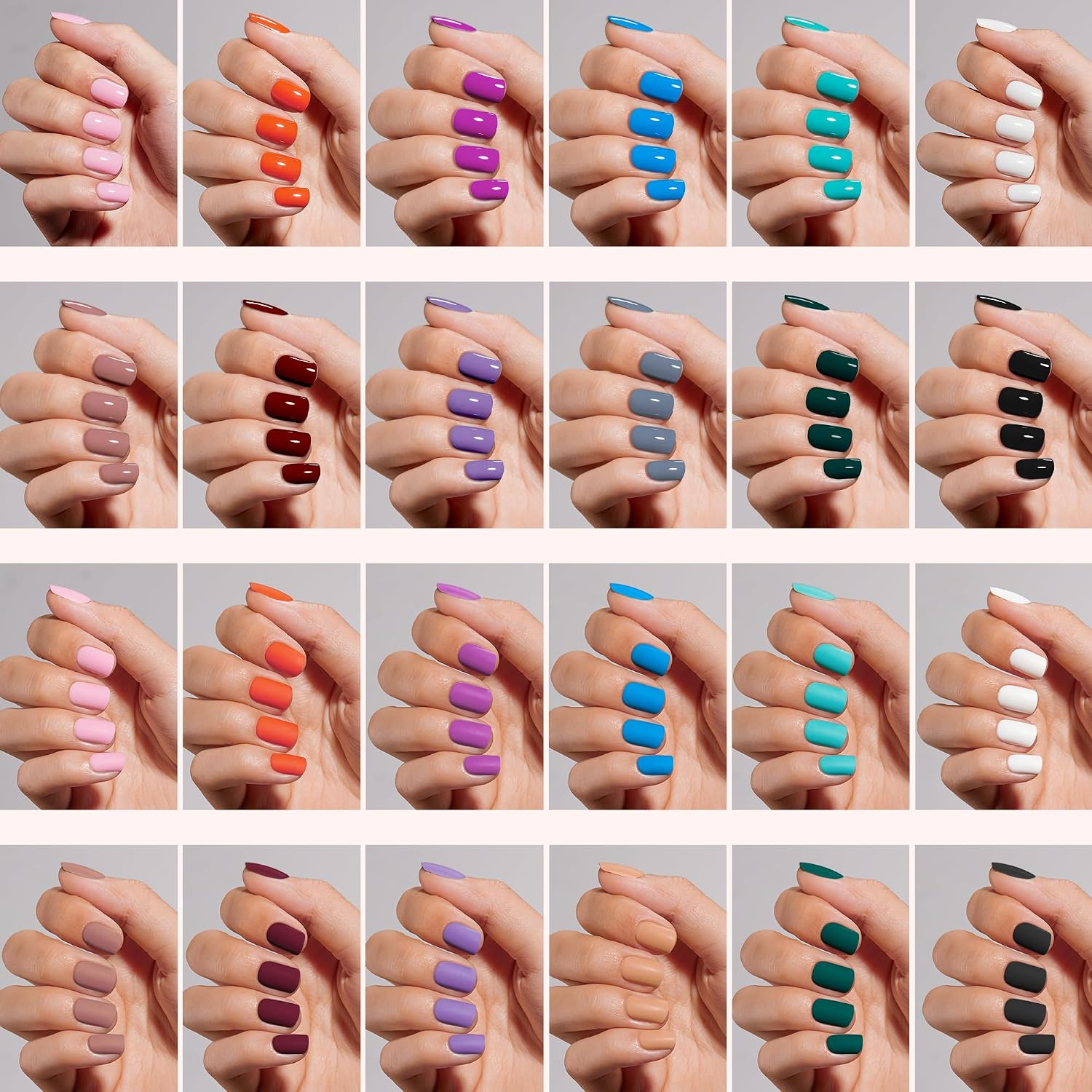 Detalle de Beetles 576-Piece Short Square Press-On Nails Kit, 24 Colors, 12 Sizes